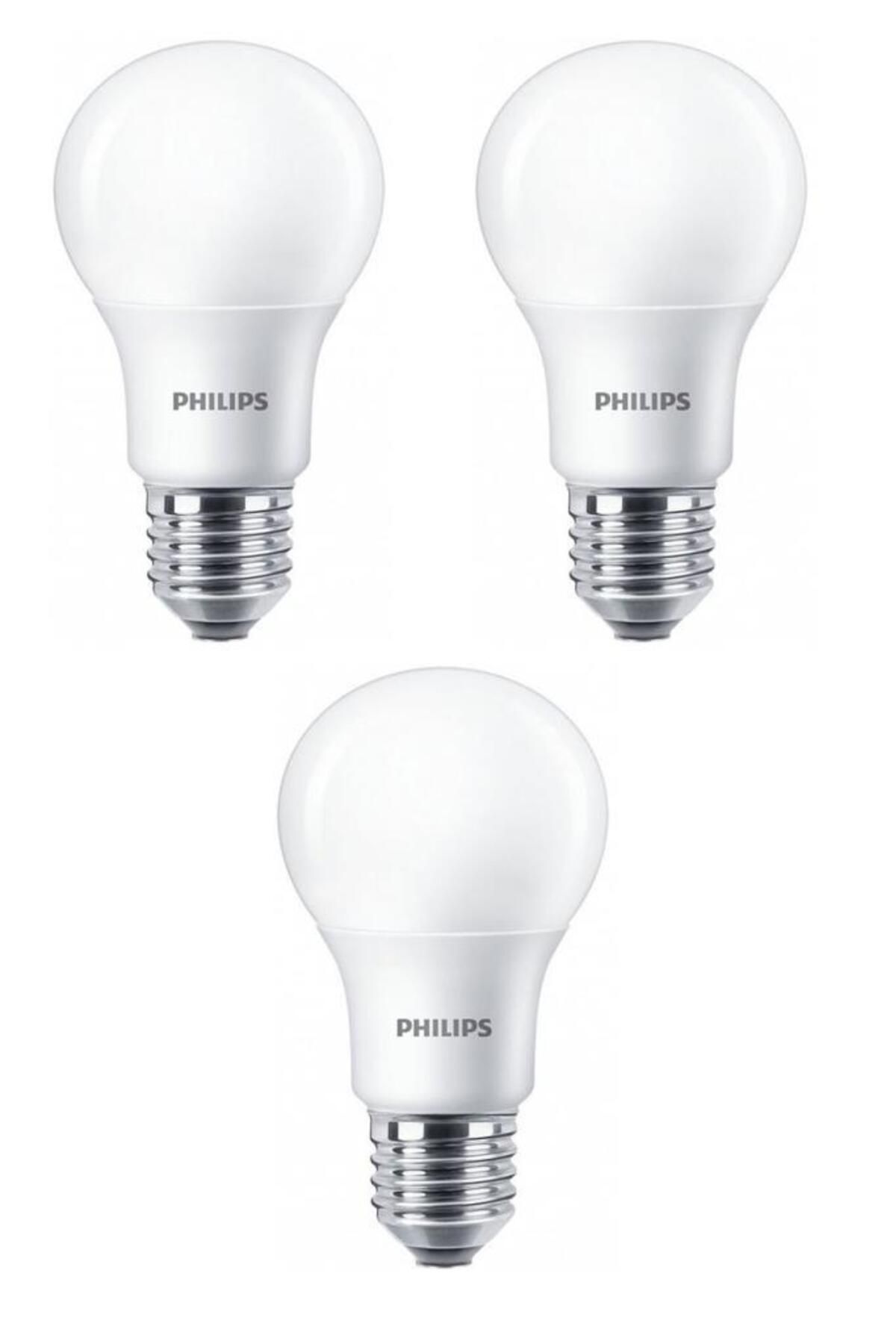 Philips (8W) 60W Led Ampul Beyaz 6500K E27 (3 Adet) Tasarruflu Led Lamba