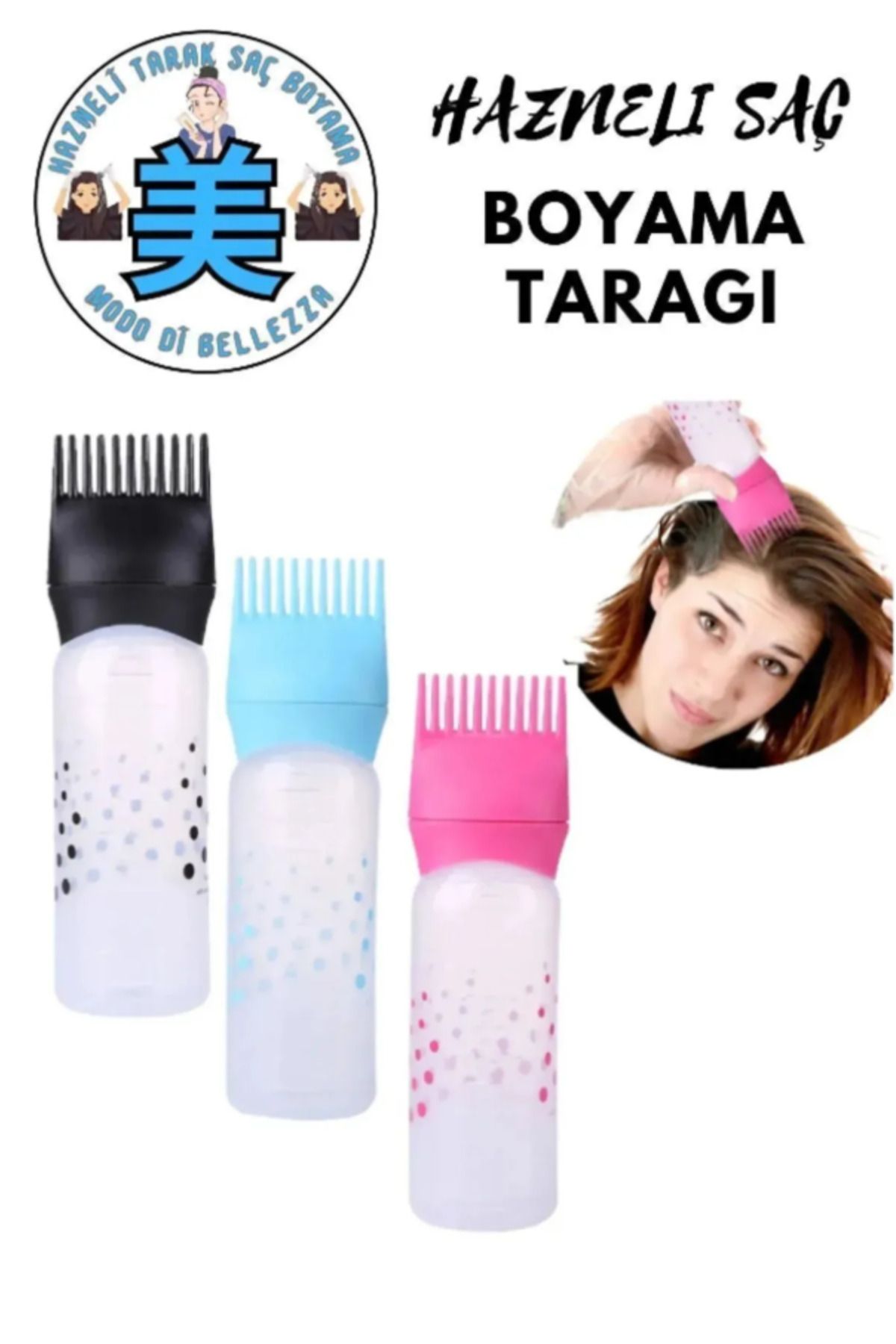 TUMU LIFE Taraklı Saç Boyama Şişesi Saç Boyama Tarağı Saç Bakım Tarağı Saç Bakım Yağı Aplikatörü
