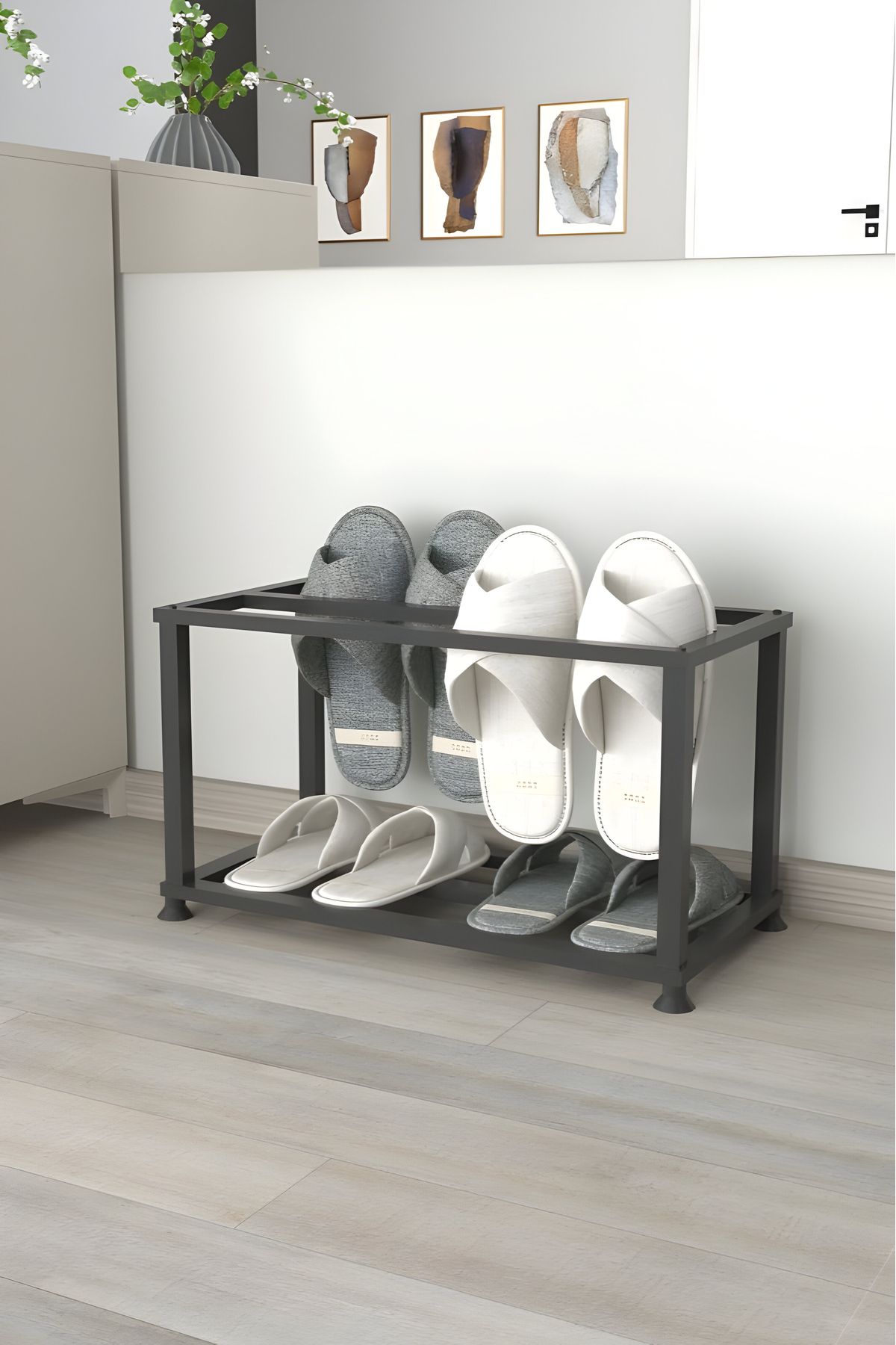 Grandmix Metal Terlik Düzenleyici Modern Minimalist Antre & Hol Toparlayıcı 22x40x20 Cm