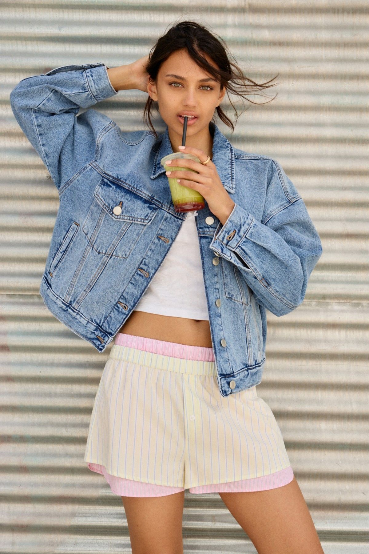 Pull & Bear Çizgili pijama şortu