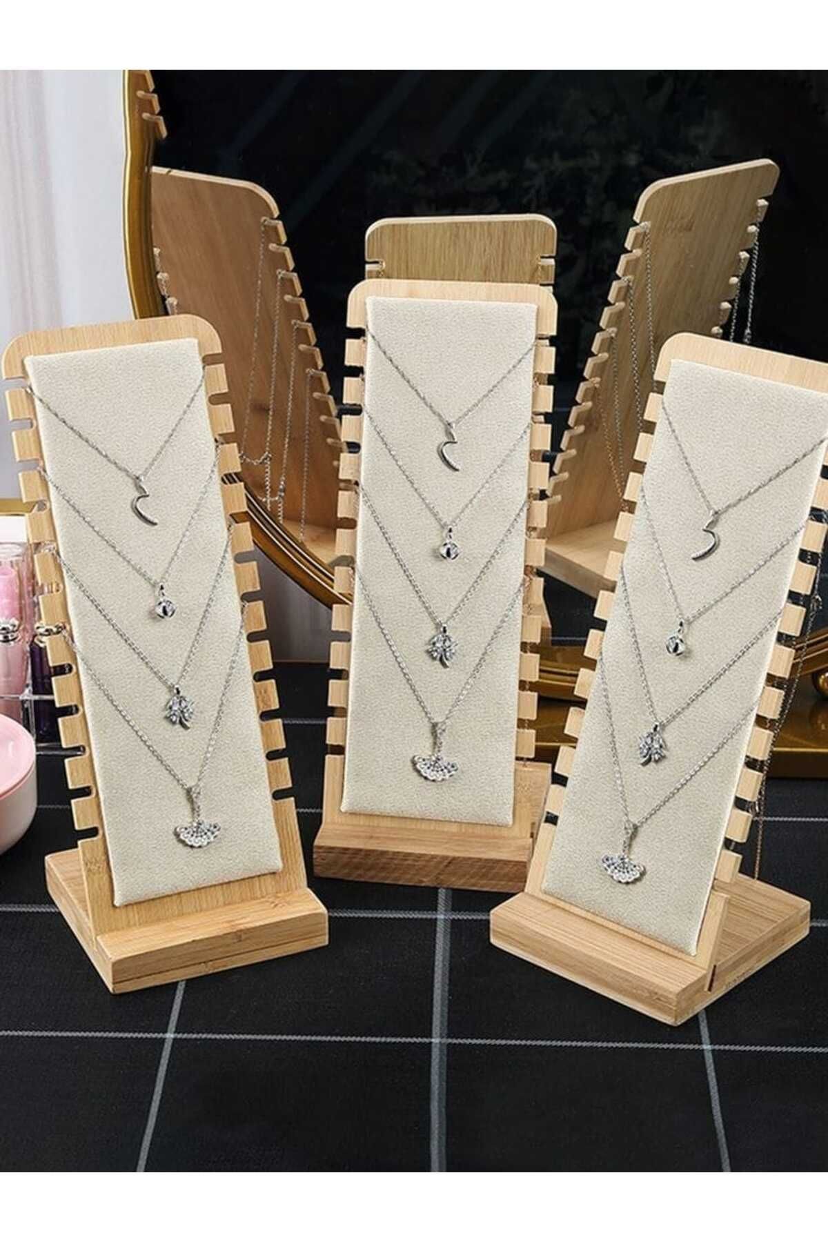 segalife 3 lü Dekoratif Ahşap Takı Stand Kolye Bileklik Aksesuar Düzenleyici kadın hediye sunum teşhir