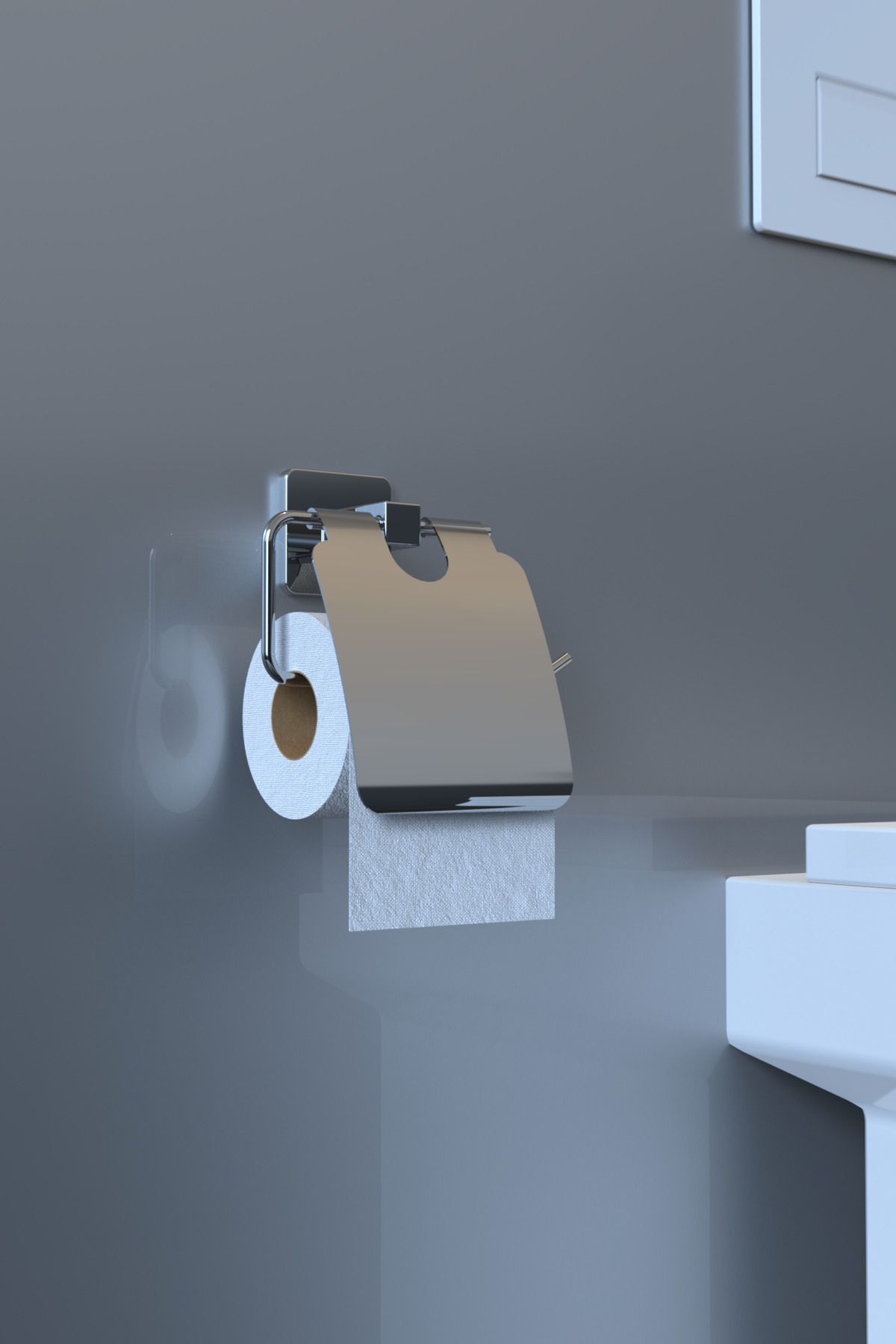 Alper Banyo Scilla Yapışkanlı Kapaklı Kare Krom Wc Kağıtlık, Tuvalet Kağıt Askısı, Tuvalet Kağıtlık