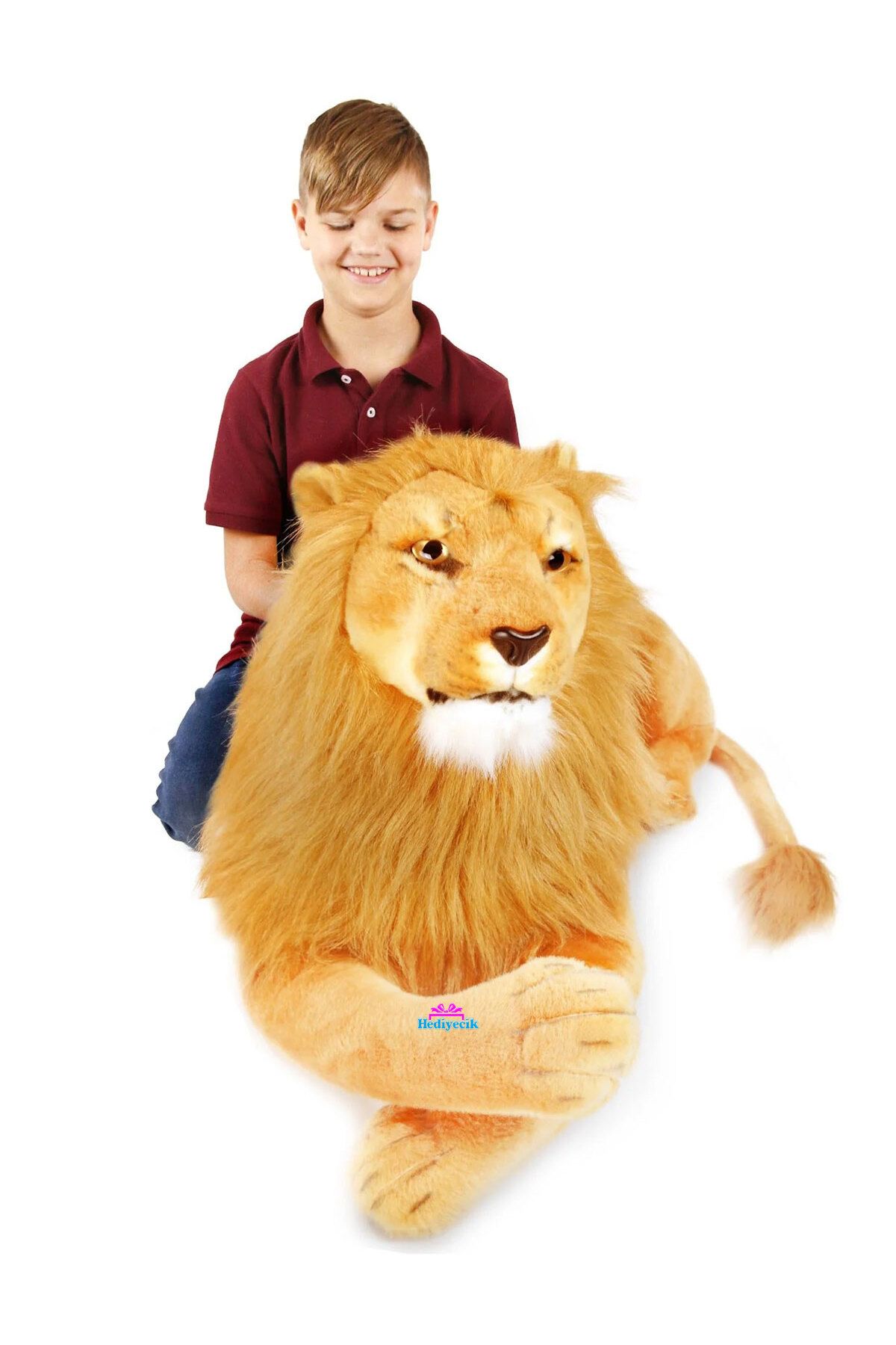 hediyecik 120 Cm Büyük Boy Gerçek Görünümlü Peluş Aslan