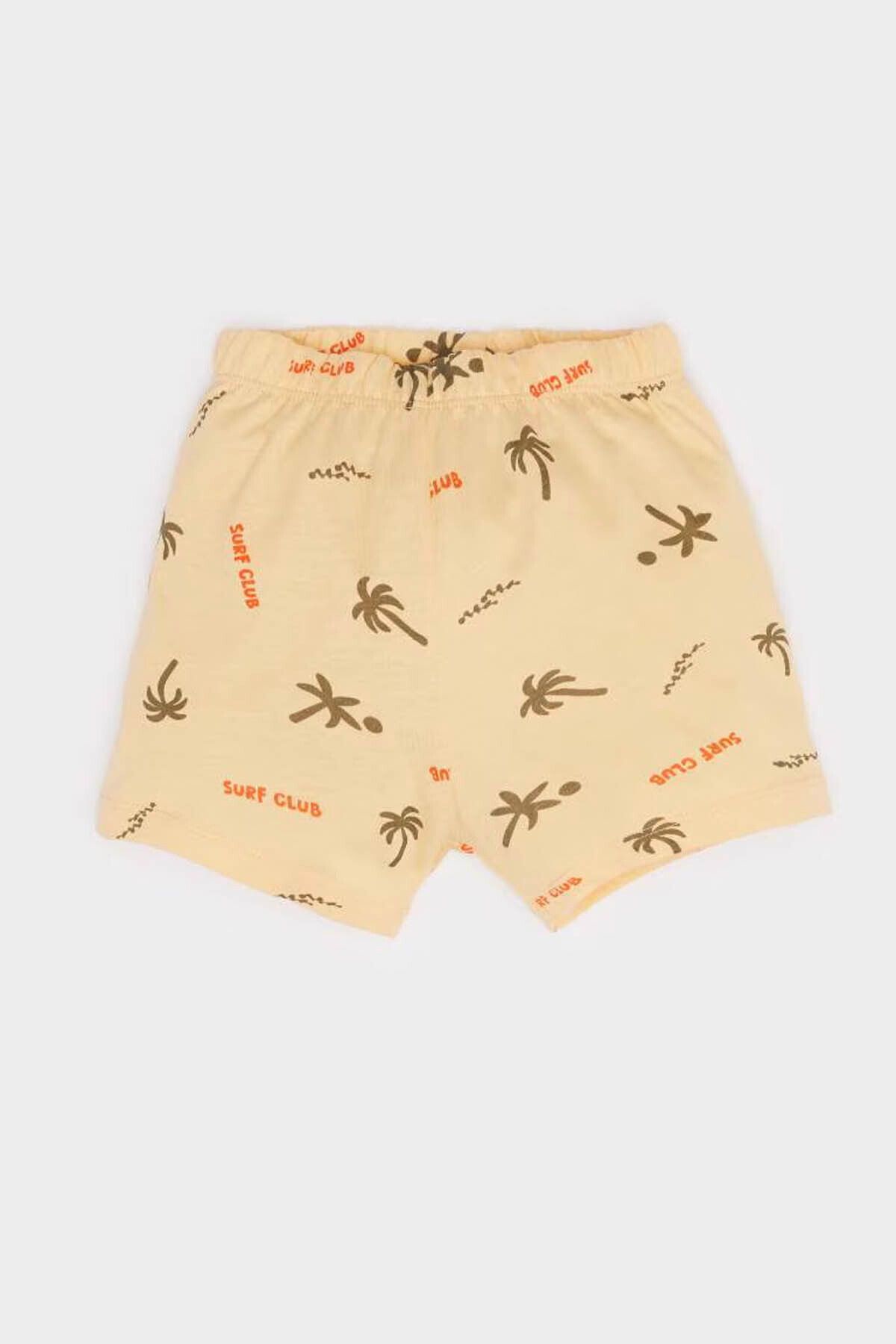 DeFacto-Palm Tree Patterned Salmon Baby Boy Top and Bottom Set E8738A5/Og279 2