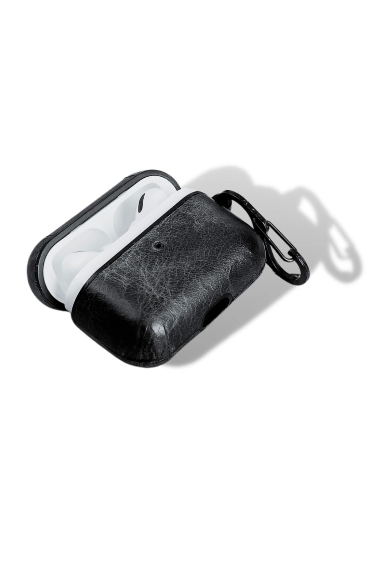 Angoravi Apple AirPods Pro Uyumlu Deri Kılıf Juni RST1 Siyah