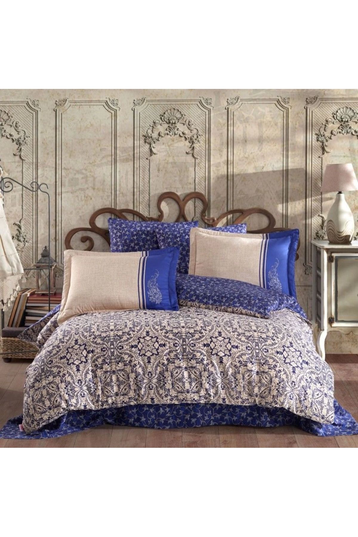 MELFSHOP Hobby Çift Kişilik Saten Nevresim Leona Lacivert