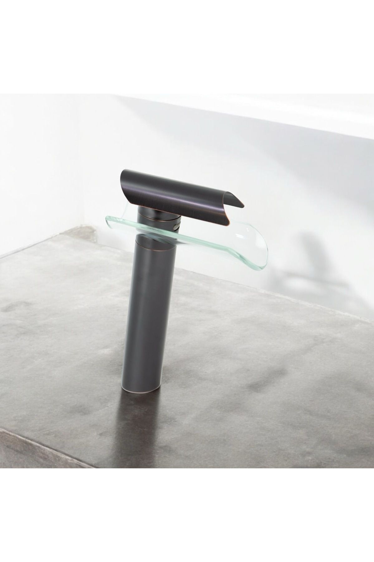 Şah Premium Antik Siyah Glass Design Çanak Lavabo Bataryası Siyah Cam Detaylı Yüksek Lavabo Armatür ŞahConcept