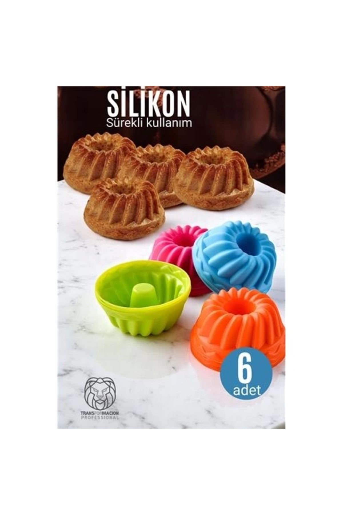 No8 Home Silikon Göbekli Muffin CupCake Kalıbı - Sürekli Kullanım Muffin Kek Kalıbı 6 ADET