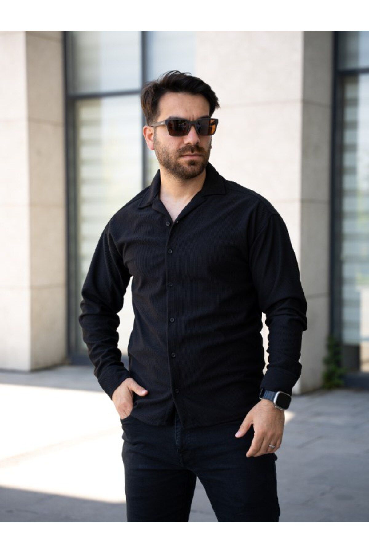 YONEZ MODA Erkek Rahat Kalıp Jamber Uzun Kol Gömlek