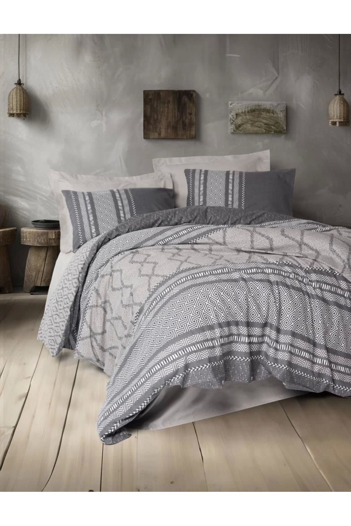 ÖYKÜ VE YİĞİT Cotton Box Toprak Çift Kişilik Nevresim Takımı Tonnia Vizon