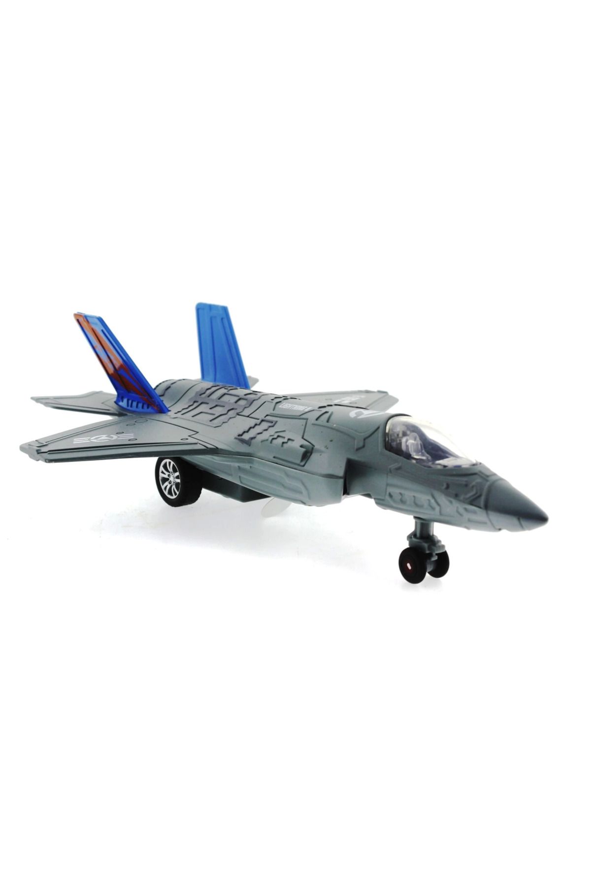 Heez Çek Bırak Metal F-35 Benzeri Gri Savaş Uçağı Sesli Işıklı