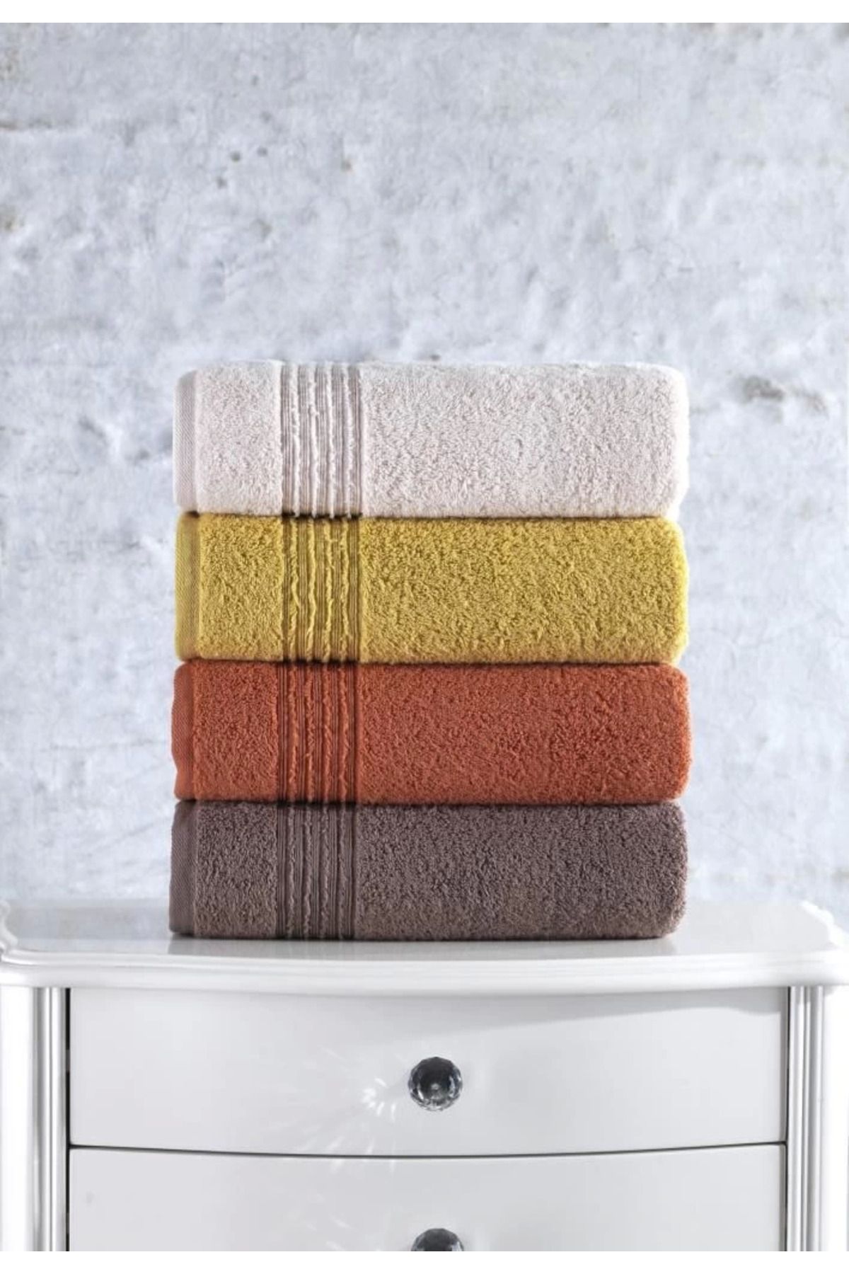 MT29 GİYİM Cotton Box Plump 50x90 4'lü Havlu Seti Mercan Sarı Kahve Bej