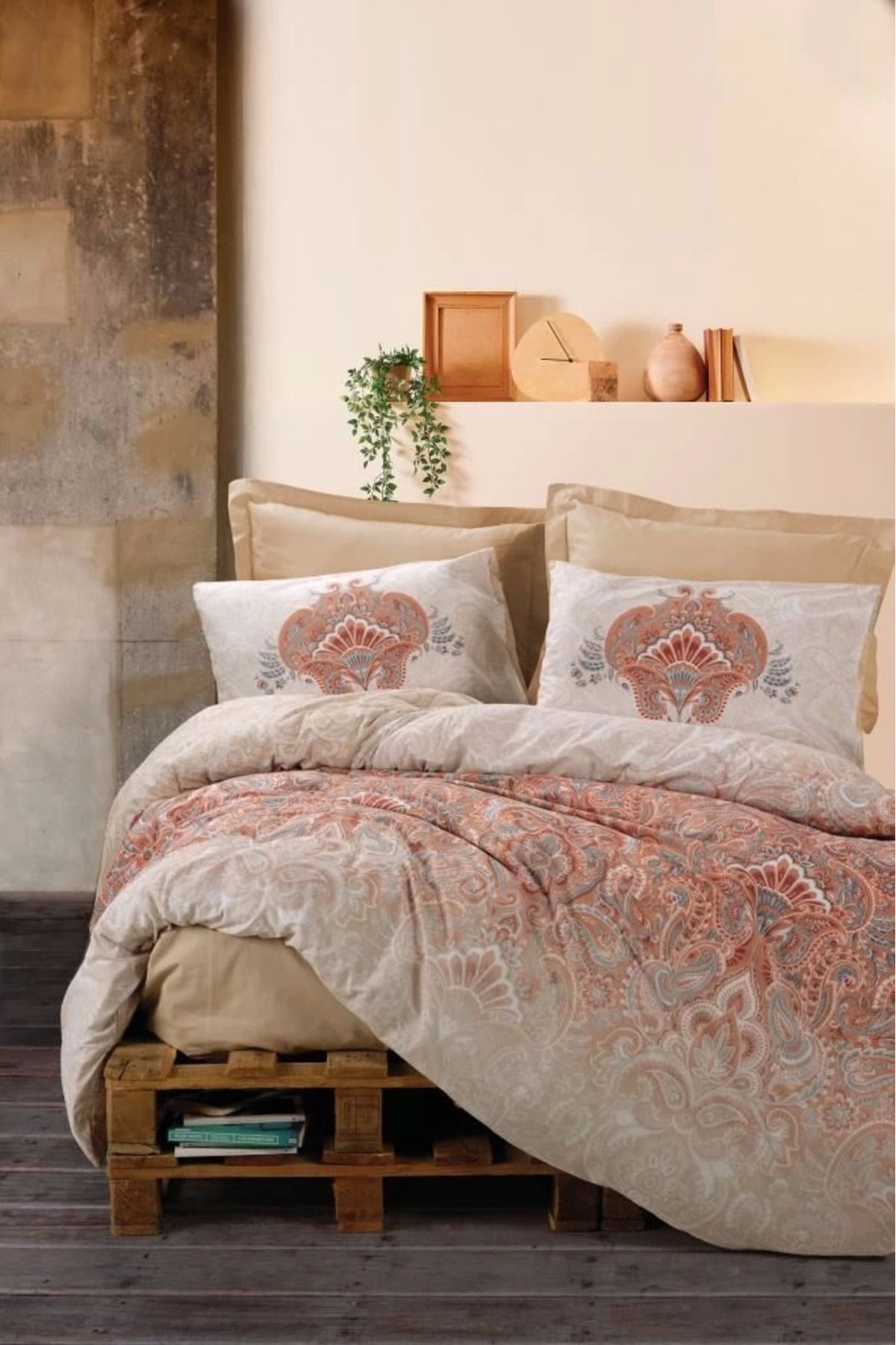 ÖYKÜ VE YİĞİT Cotton Box Tek Kişilik Bohem Nevresim Takımı Loreta Bej