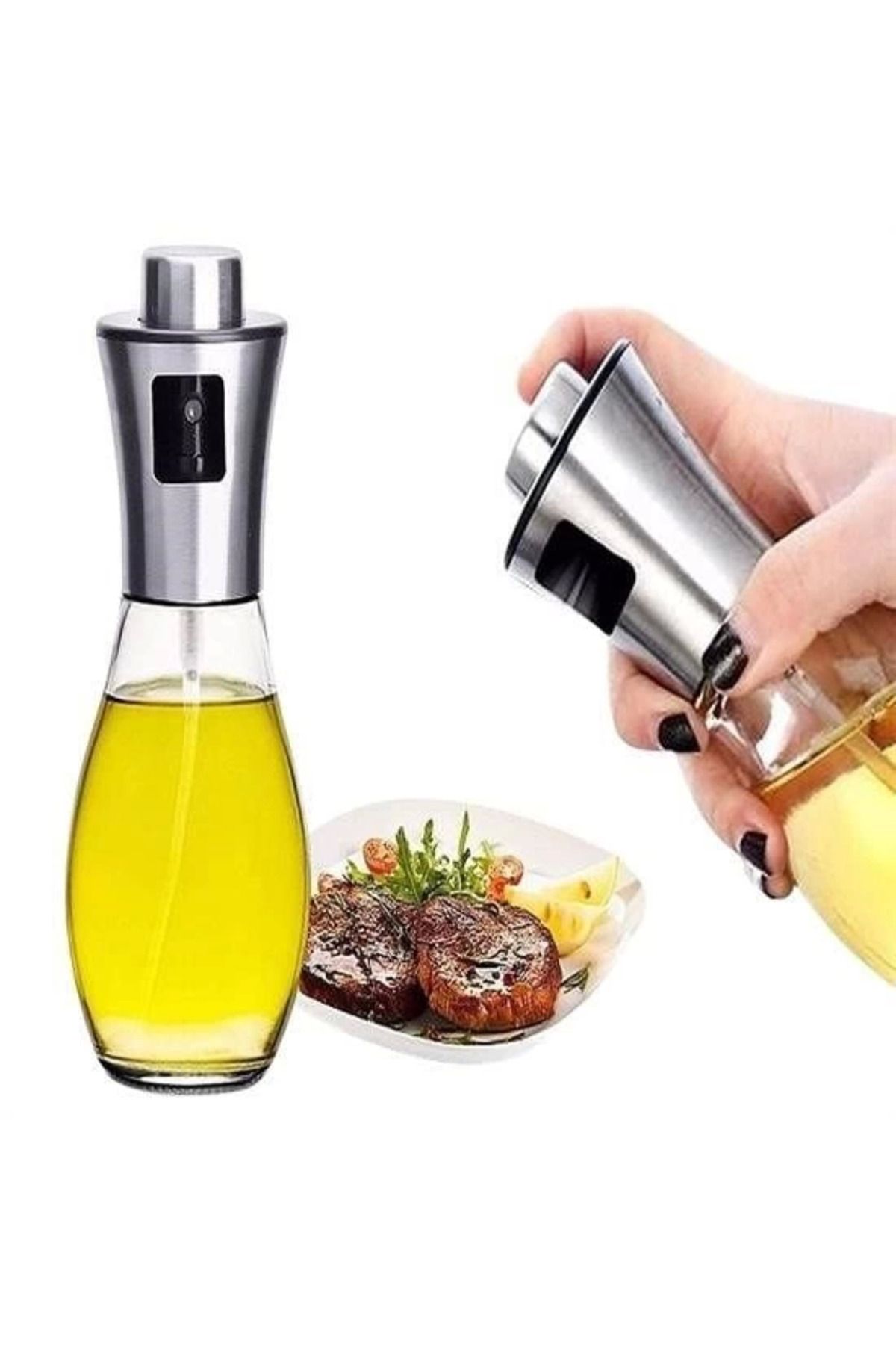 MELFSHOP Çok Amaçlı Spreyli Sızdırmaz Cam Şişe Yağdanlık Limon Sirke Sos Püskürtücü Dağıtıcı Sprey