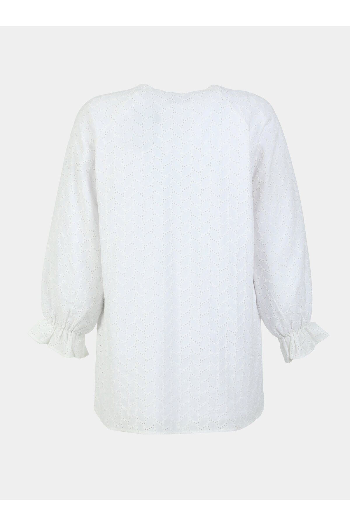 ALİA-Large Size Cotton Embroidered Tunic - White - Alia 5