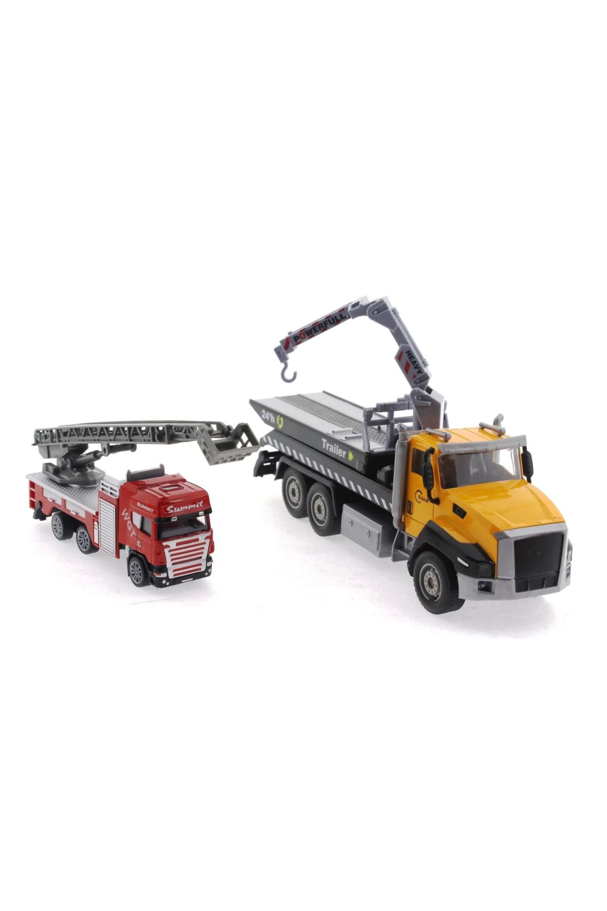 FTT SHOPPING MARKET Die Cast Çek Bırak Vinçli Kurtarıcı ve Merdivenli İtfaiye Aracı
