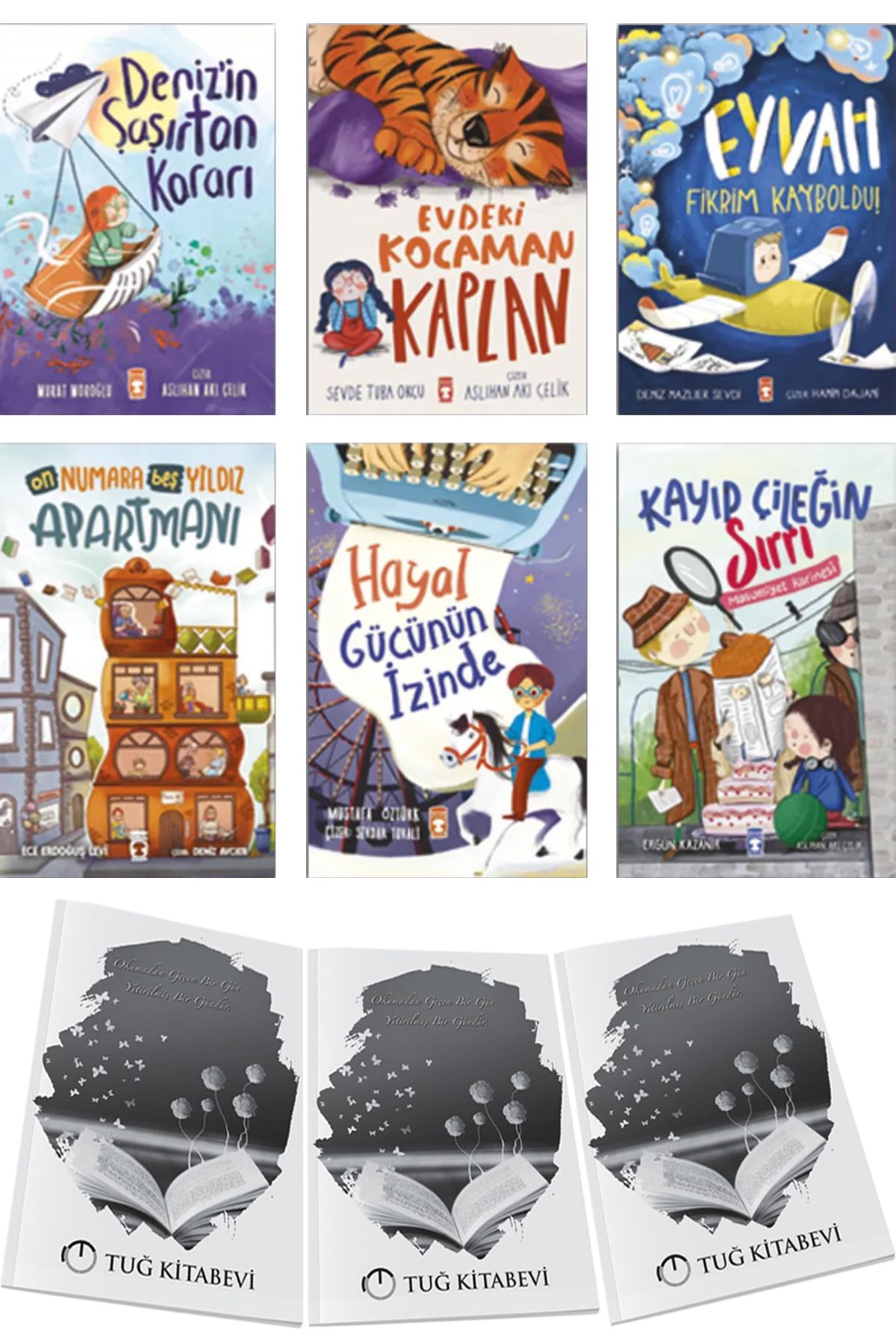 Timaş Çocuk 1 ve 2 Sınıf Kayıp Çileğin Sırrı - Evdeki Kocaman Kaplan - Fikrim Kayboldu 6lı Set + Hediyeli
