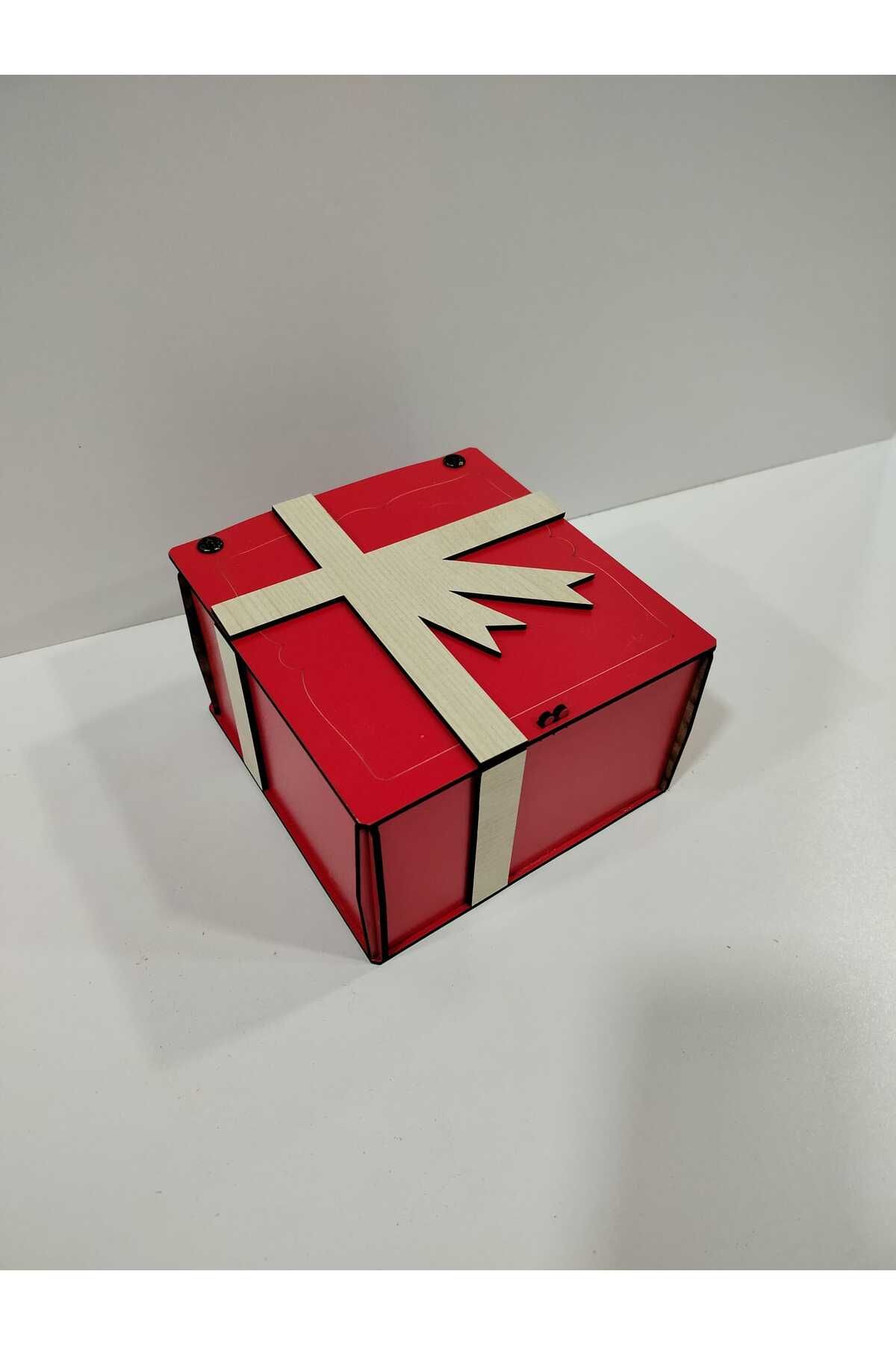 Vuslat Hediyelik Ahşap Hediye Kutusu (15x15 cm) Yükseklik 9cm Dekor Krem