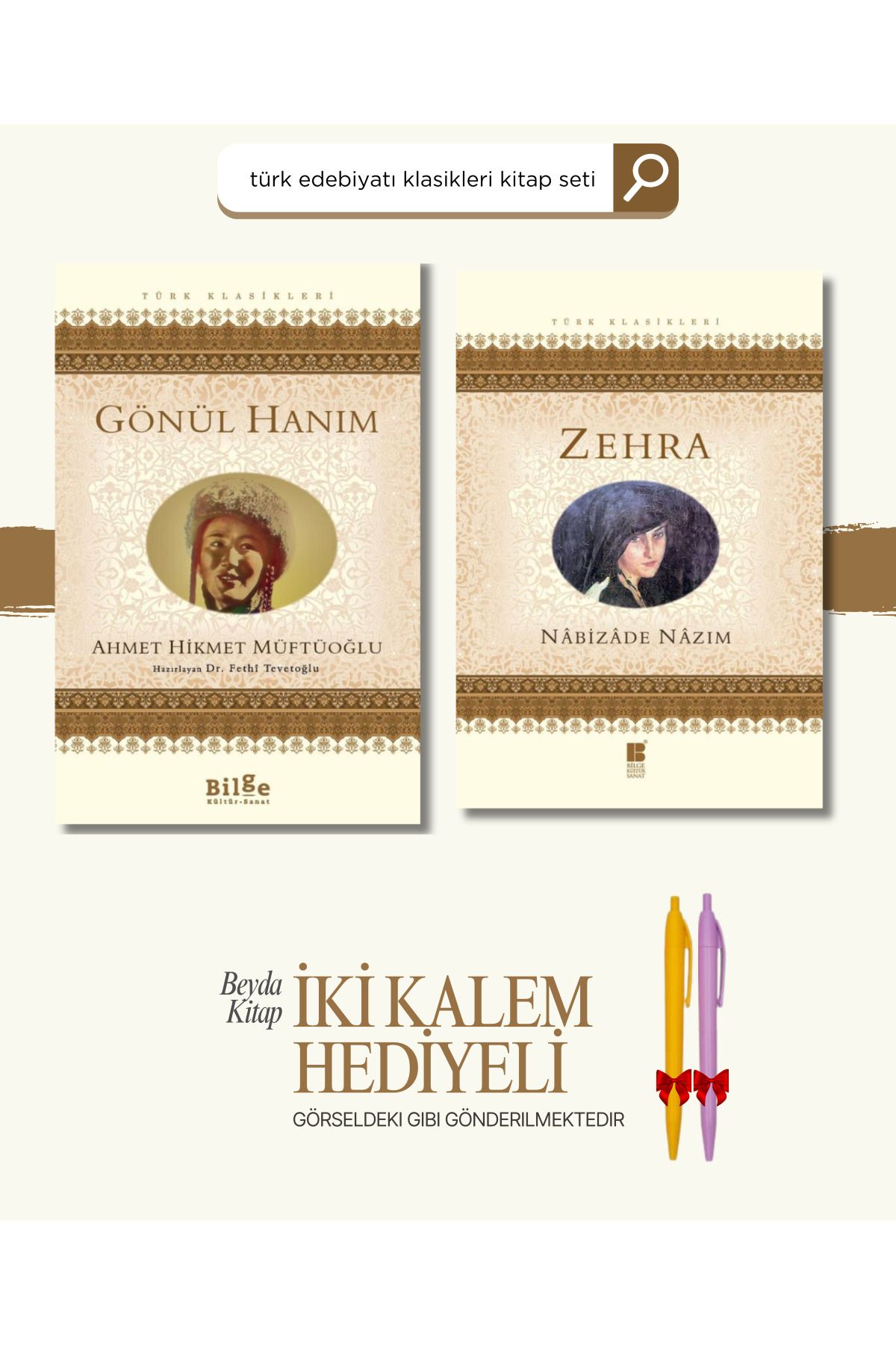 Bilge Kültür Sanat Gönül Hanım - Zehra - Türk Klasikleri - Kitap Seti - Kalem Hediyeli - BLGKLS24