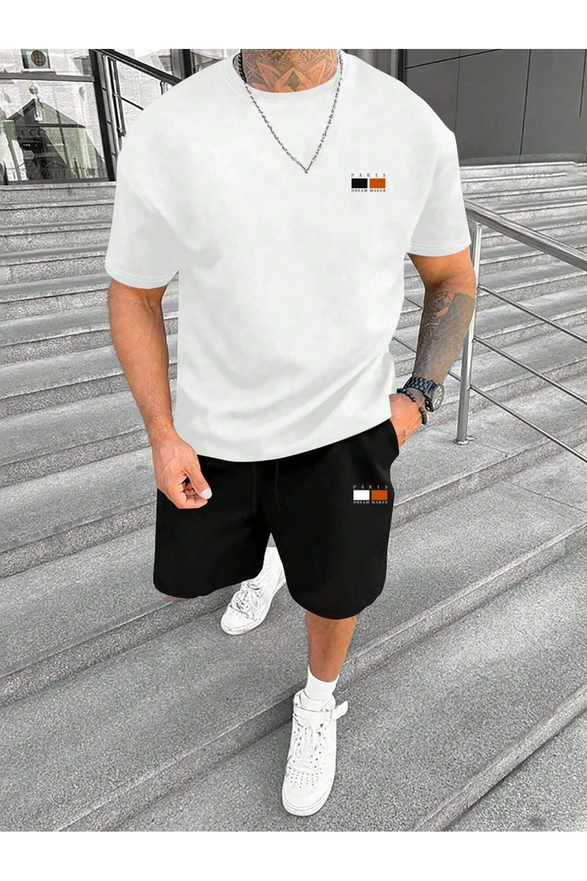 PAVRO Unisex tshrt oversize geniş kalıp rahat kesim kaliteli kumaş pavro şortlu takım