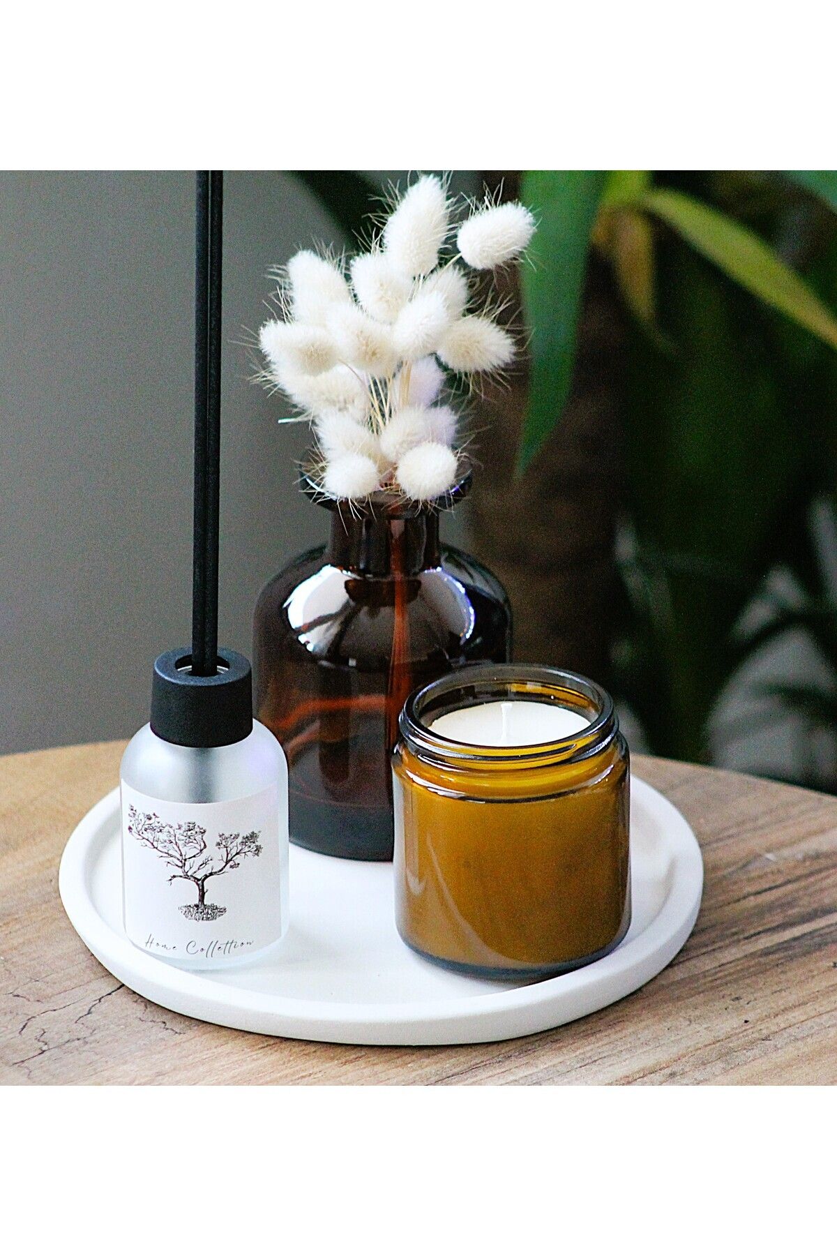 junibeliw 4lü Set Oda Tuvalet Kokusu Okyanus 50ml Parafin Kokusuz Mum 100cc Cam Vazo+Altlık (ÇİÇEKSİZ)