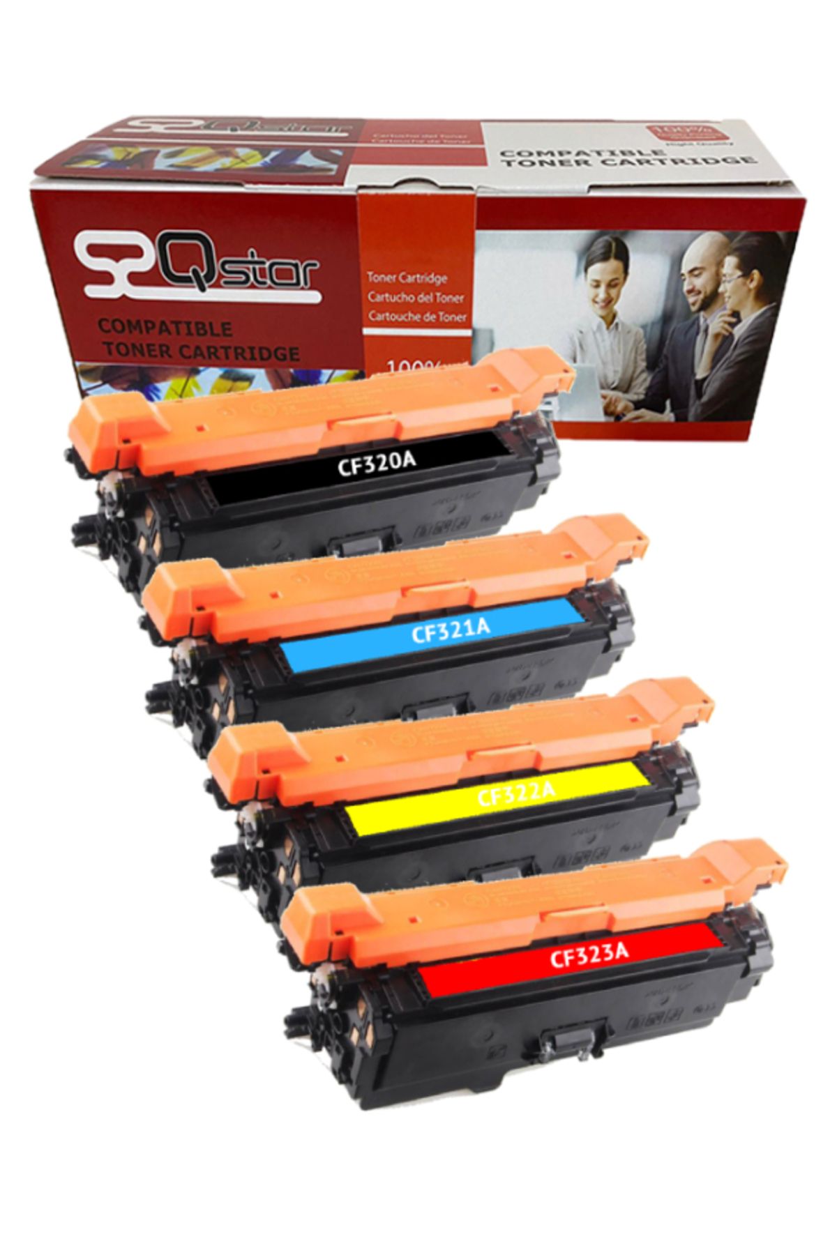 Qstar HP 652A CF320A SET MUADİL TONER 4 RENK M651dn M680dn CZ248A CZ249A CZ250A CZ250A CZ256A CZ257A
