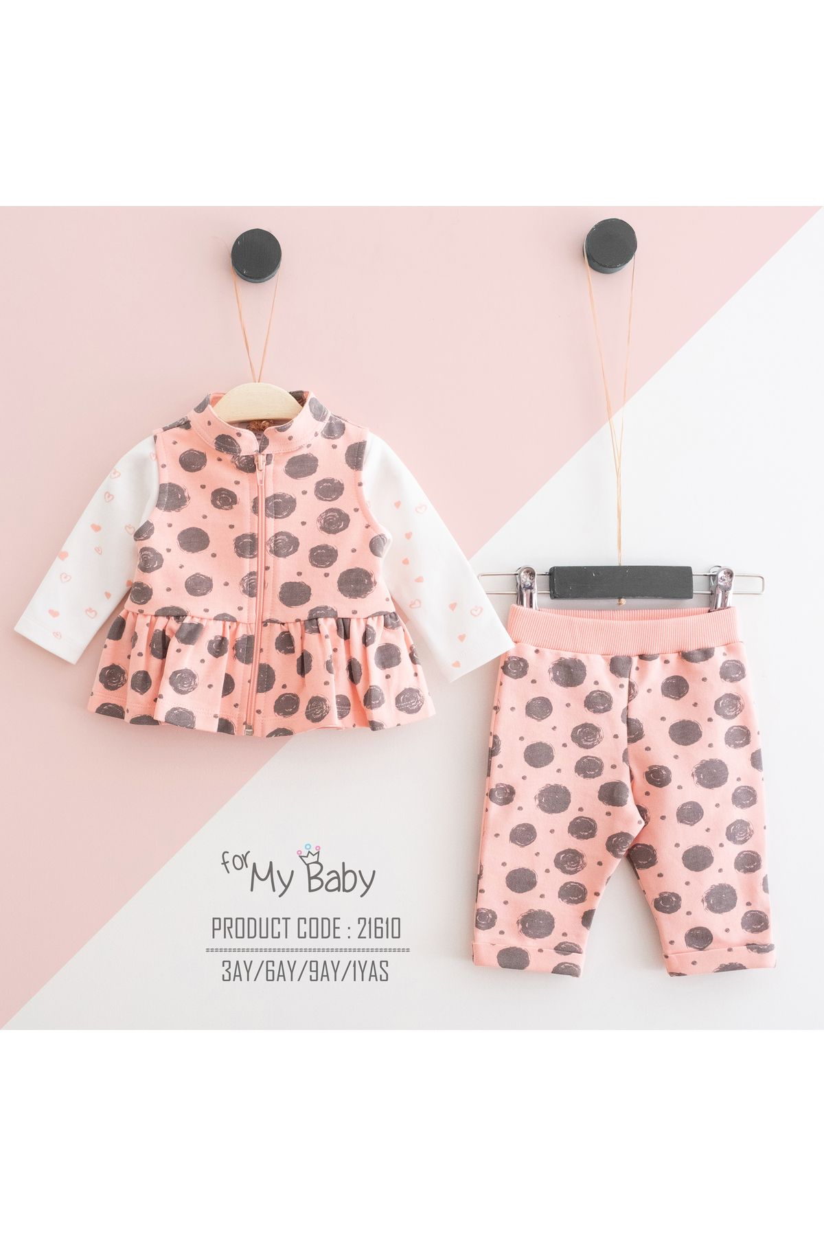For My Baby %100 ORGANİK PAMUKLU PUANLI 3'LÜ TAKIM