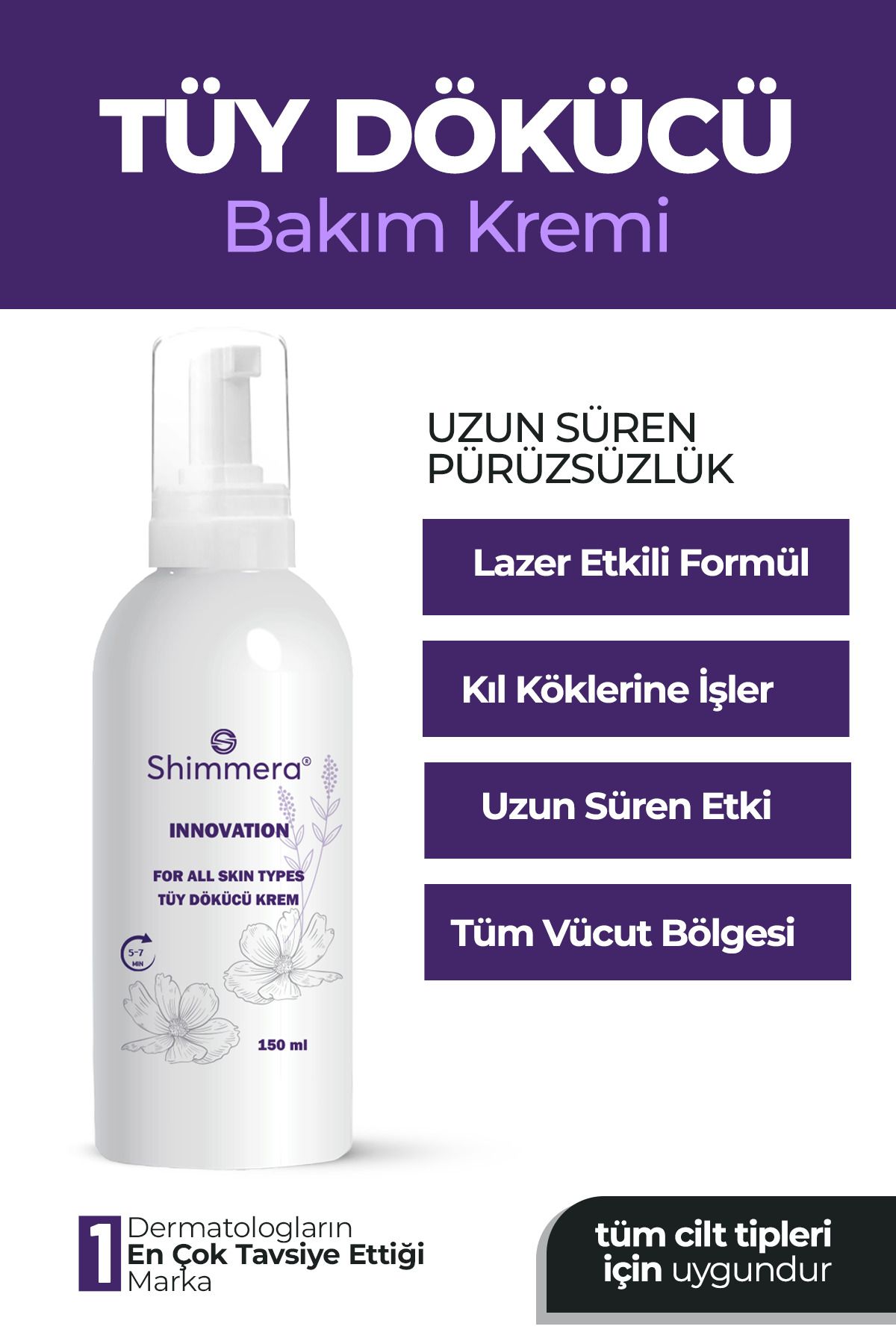 shimmera Lazer Etkili &tüy Dökücü & Tüy Azaltıcı Krem Tüm Vücud &tüm Cilt Tipleri Için 250 ml
