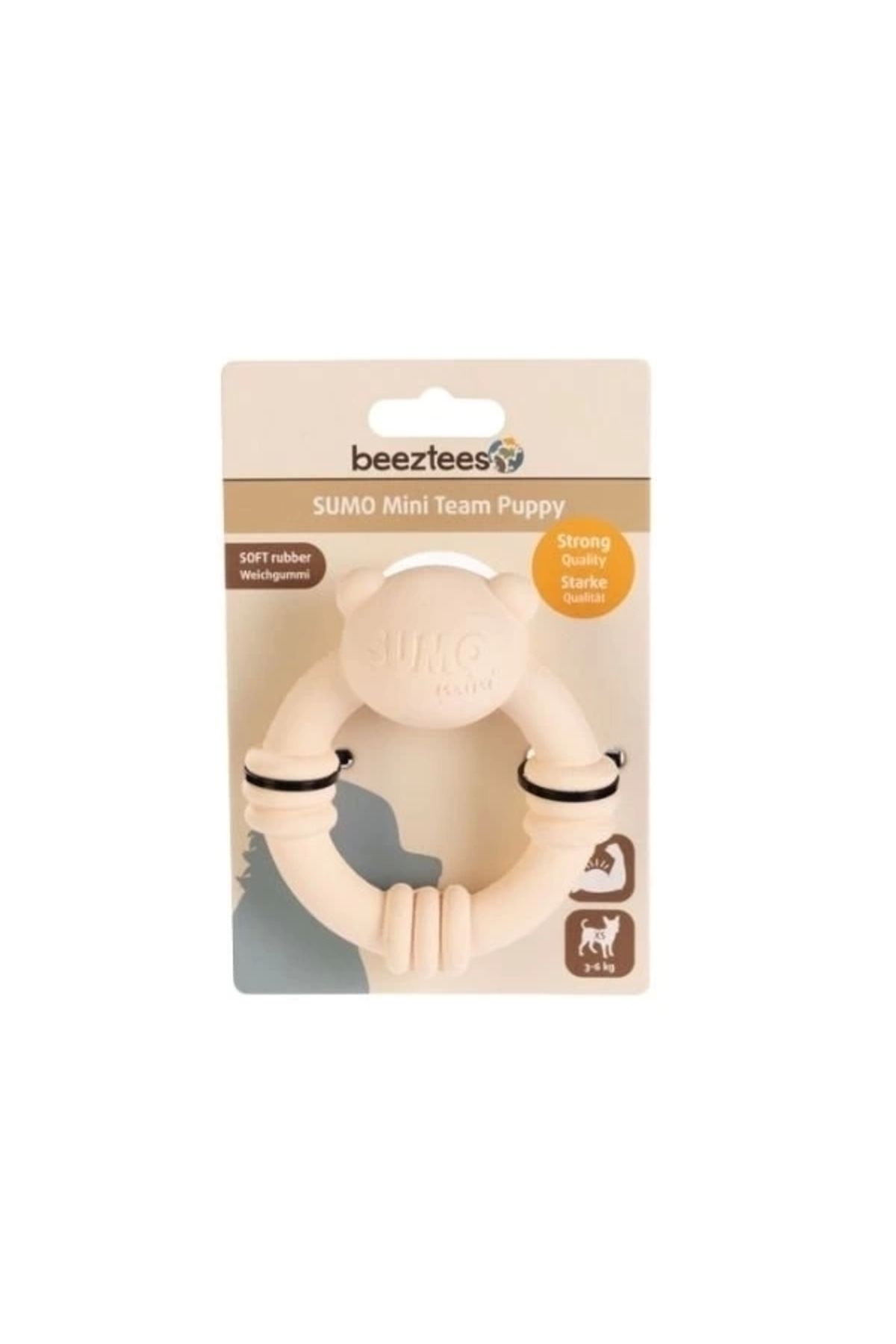 STOREMAX Beeztees Sumo Mini Dental Halka Şeklinde Kauçuk Köpek Oyuncağı Xsmall Krem 10 Cm