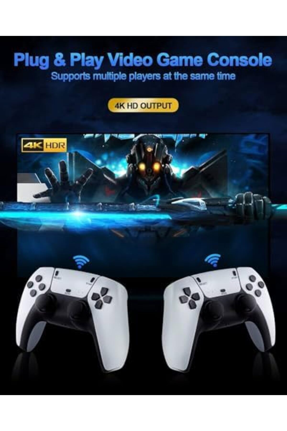 rexa-Digital Video Game Console U9, Plug and Play with 12000+ Classic Games, 4K UHD, Wireless 2.4 GHz Con 2