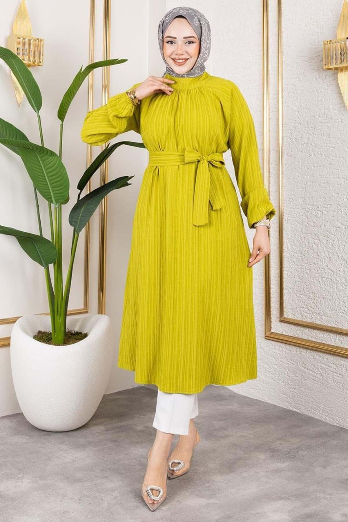 ORCHID Kuşaklı Uzun Tesettür Tunik