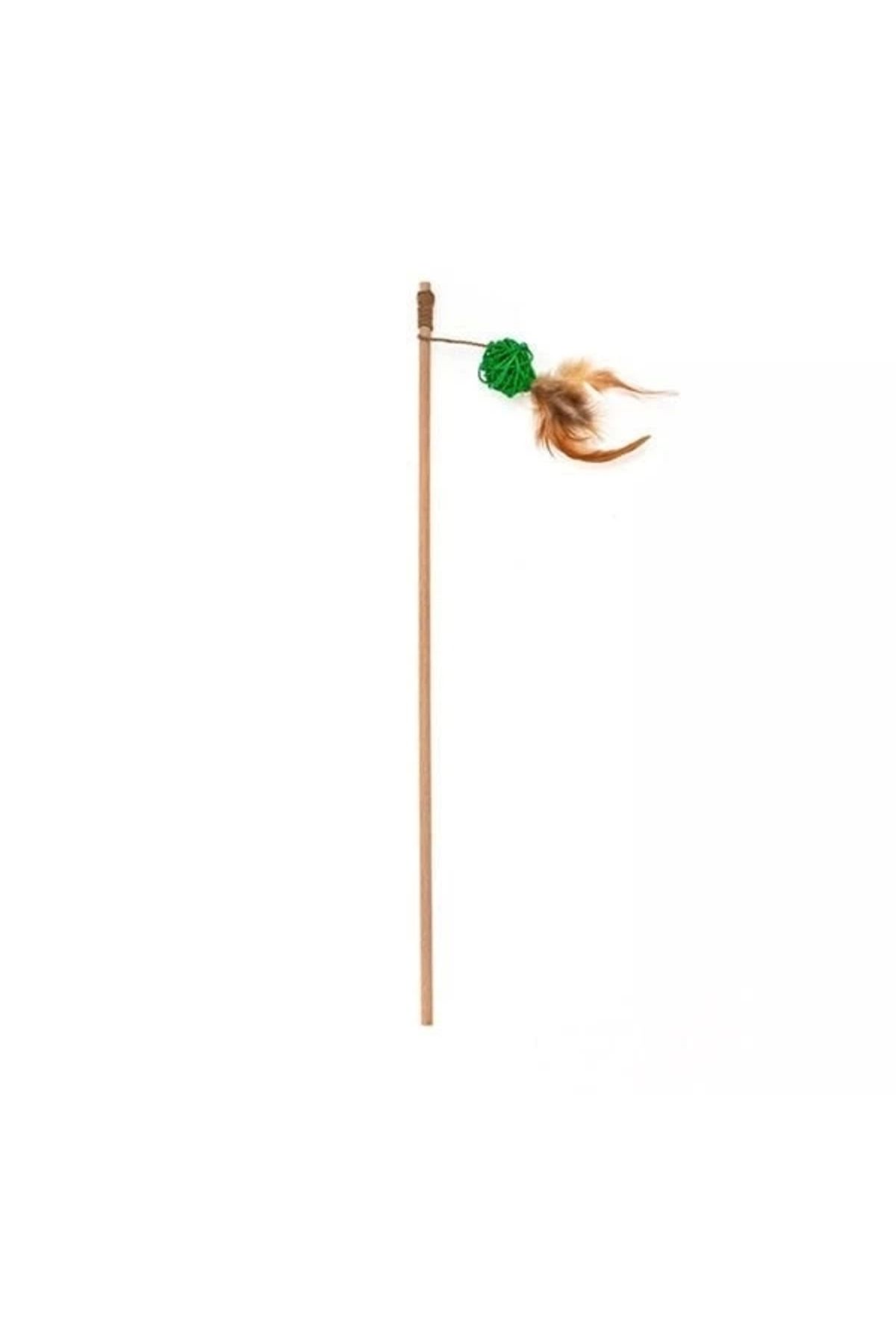 No8 Home Aquael Ecomfy Toy Gaia Rod Rattan Tüylü Kedi Oltası Oyuncağı 50 Cm