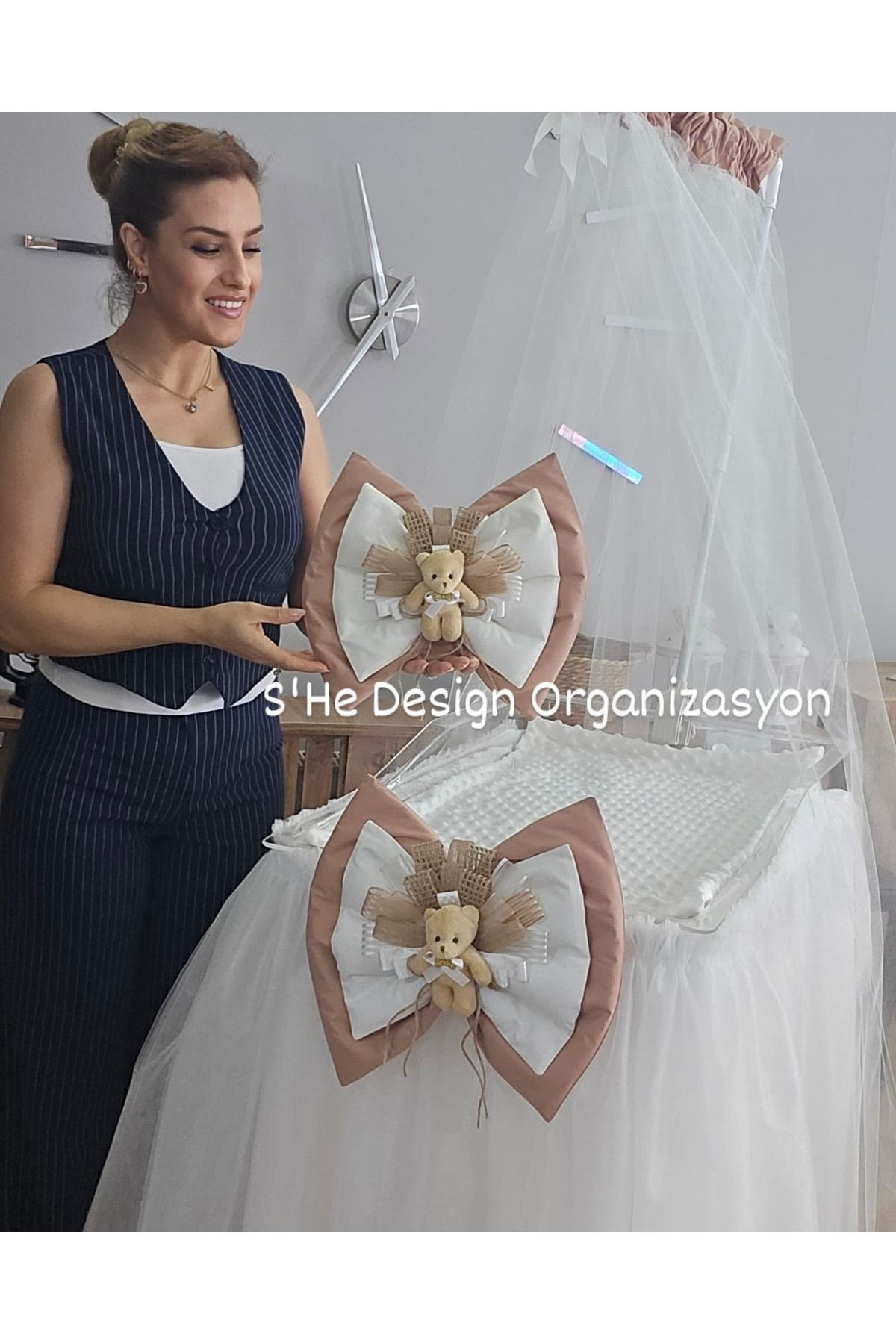 s'he design Hastane Odası Cibinlikli Beşik Süsleme Seti