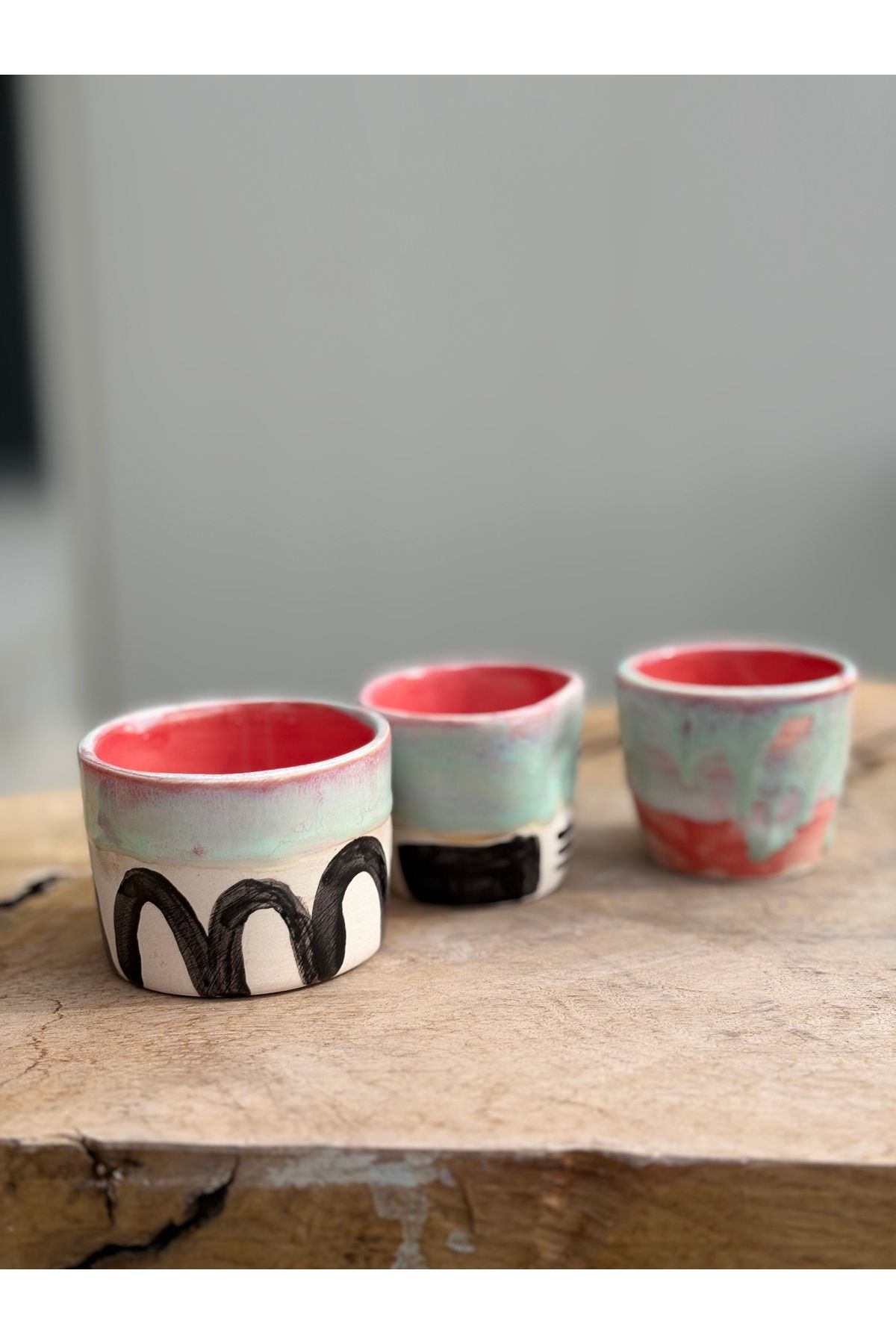 Home Stonware 3lü kulpsuz espresso fincanı