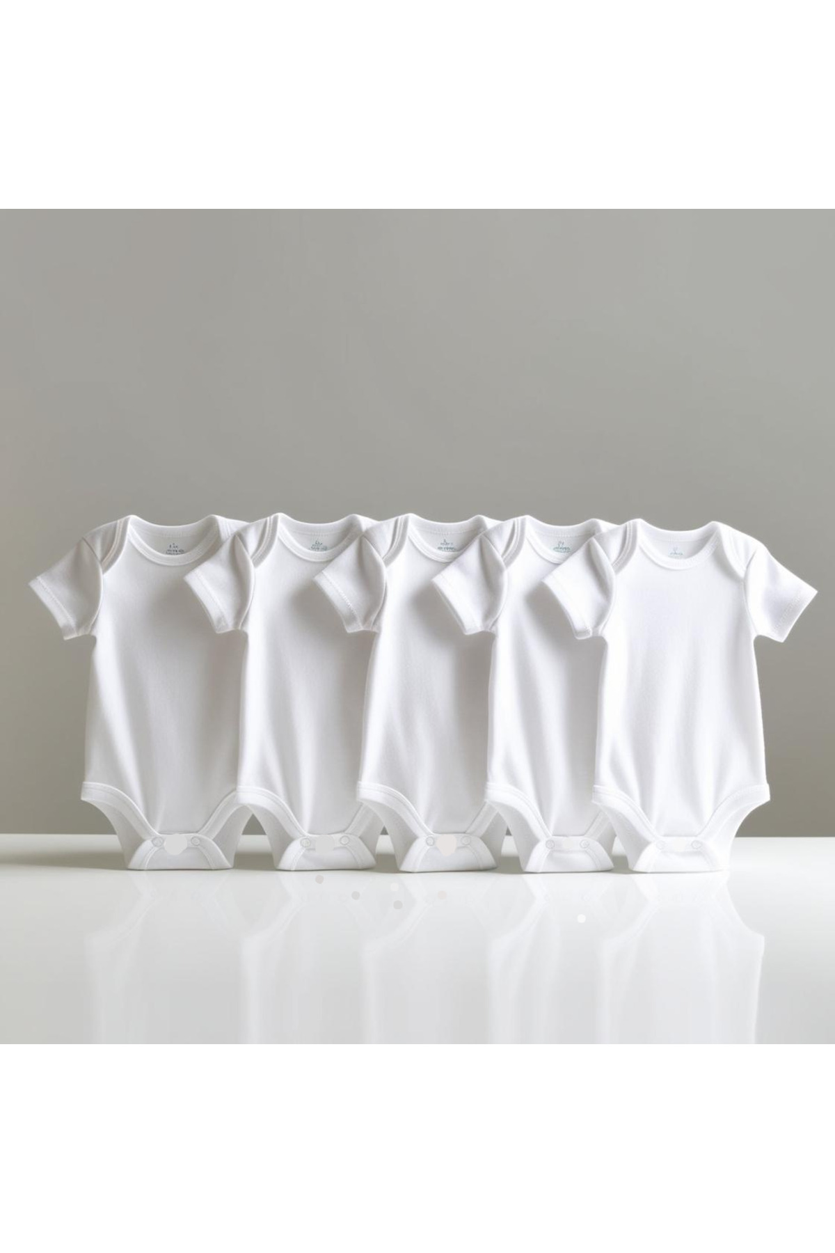 ARELSTORE 5'li Kısa Kollu %100 Pamuk Bebek Zıbın 5'li Paket fotoğrafı 2 (önizleme)