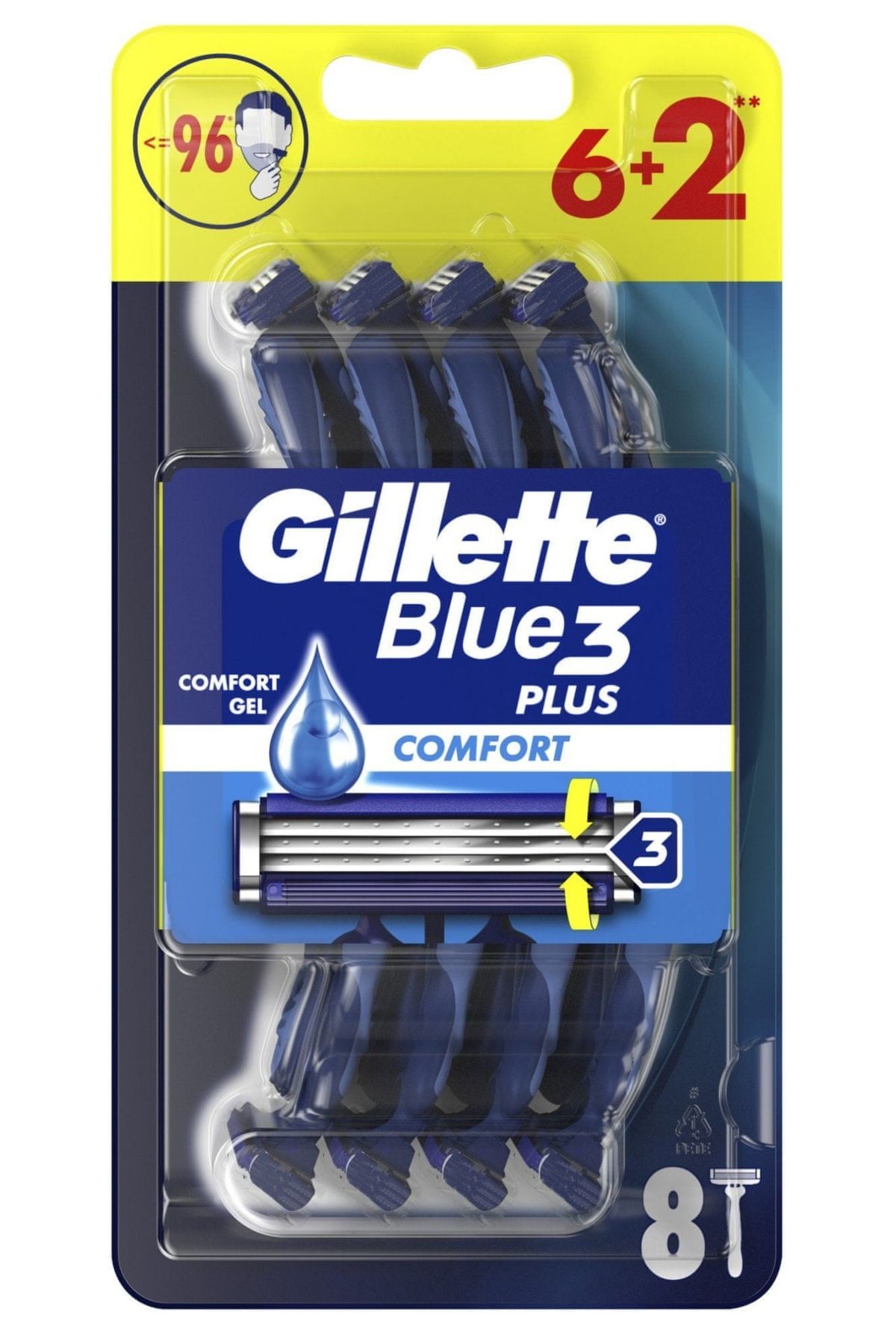 Gillette Blue3 Plus Tıraş Bıçağı 6+2 Comfort