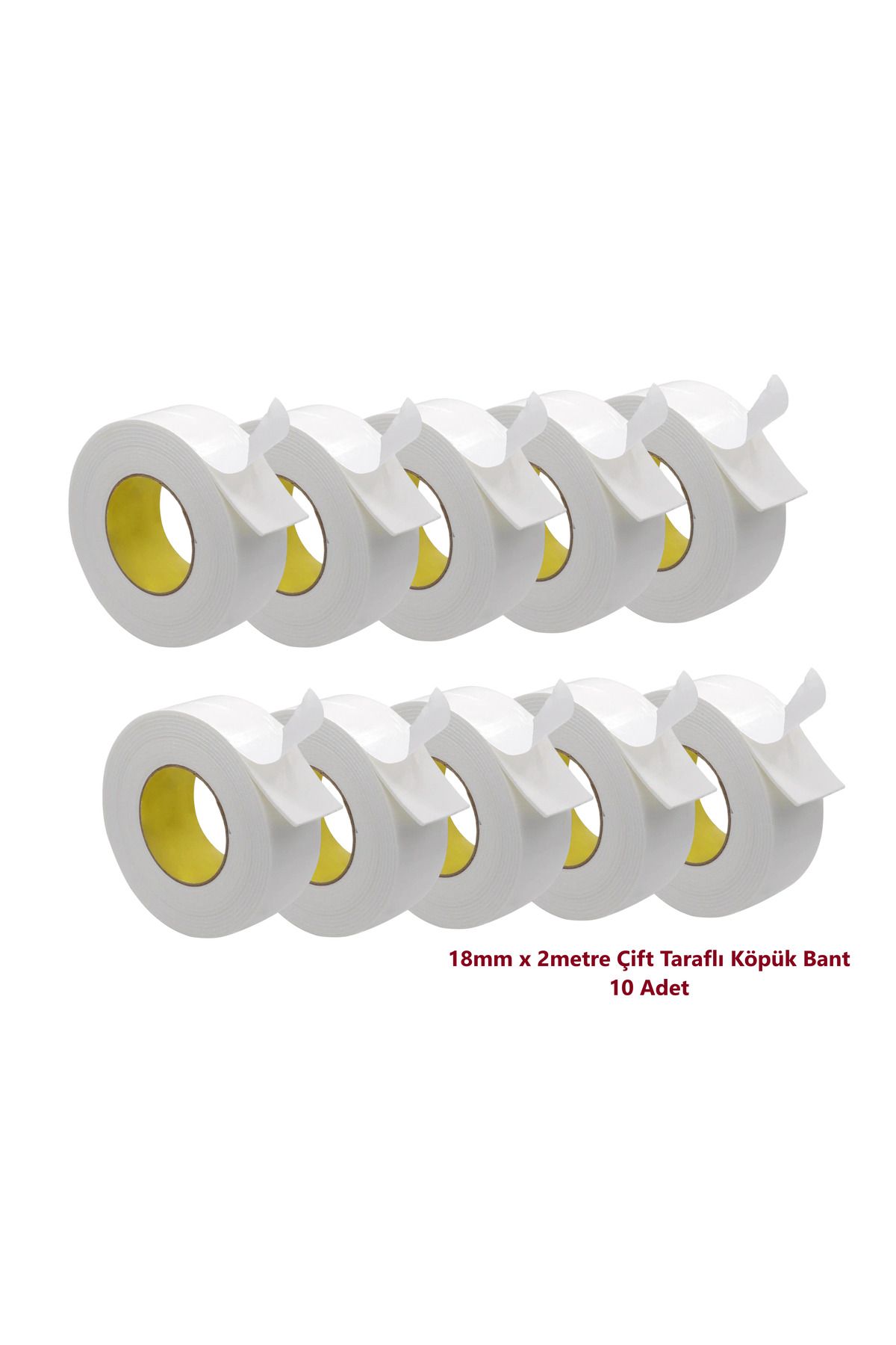 Polin 18mm x 2 metre Çift Taraflı Köpük Bant 10 Adet