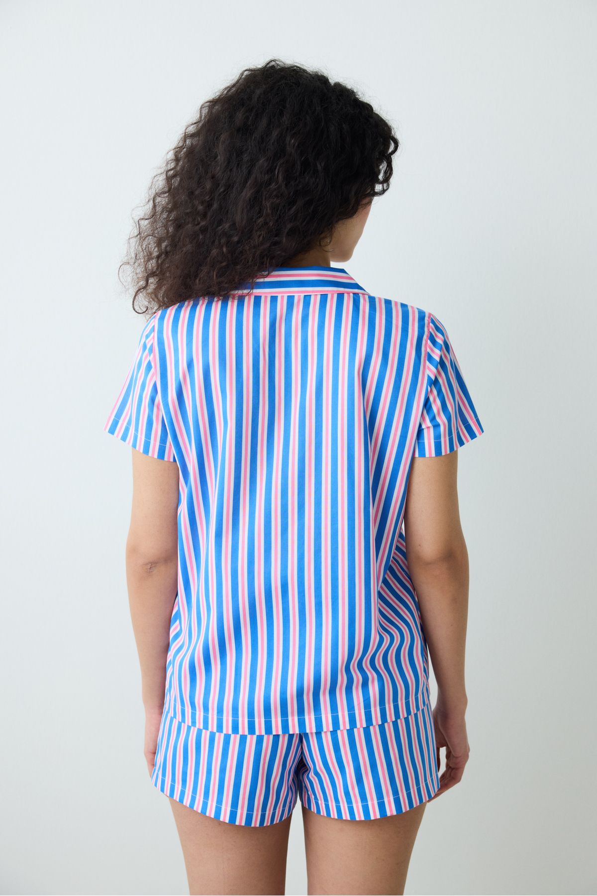 Penti-Amelia Cămașă Pantaloni scurți Set pijama albastru în dungi 4