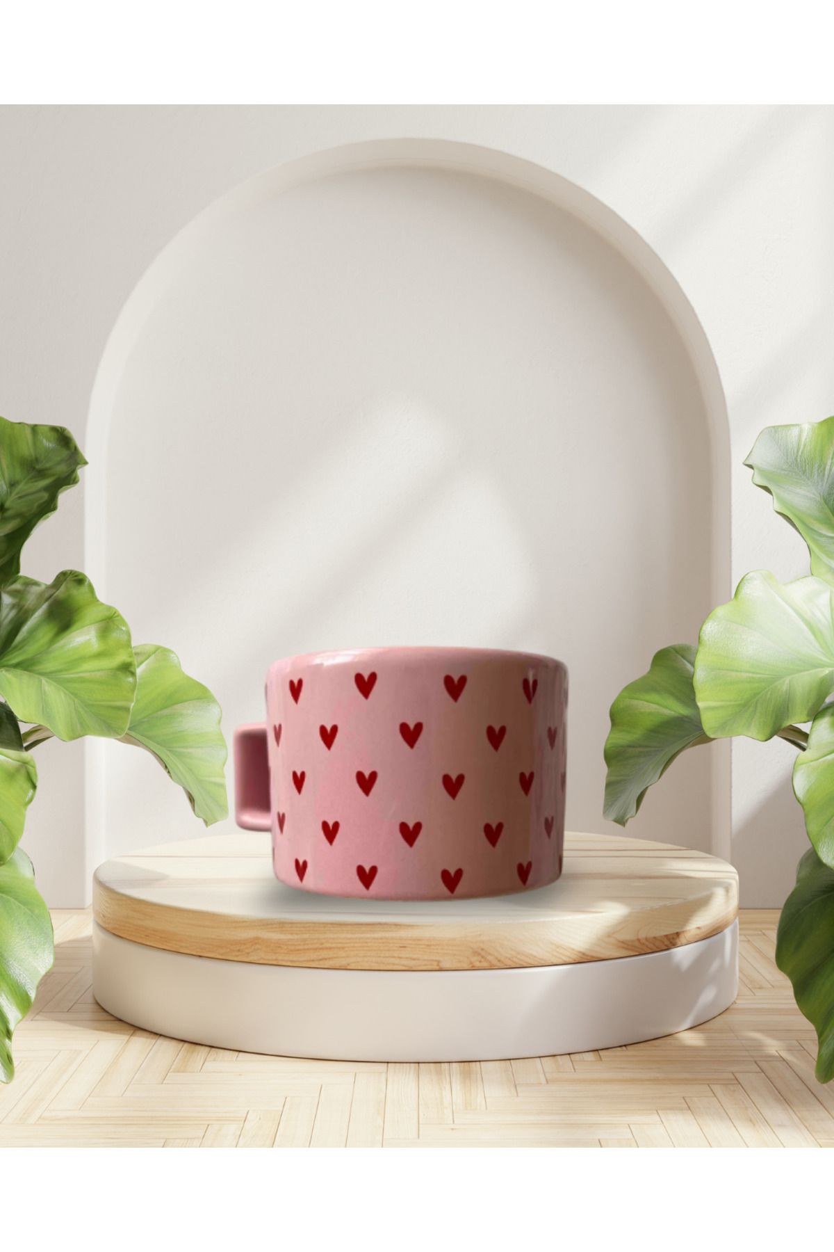 Home Kalp Desenli Pembe Kupa Bardak