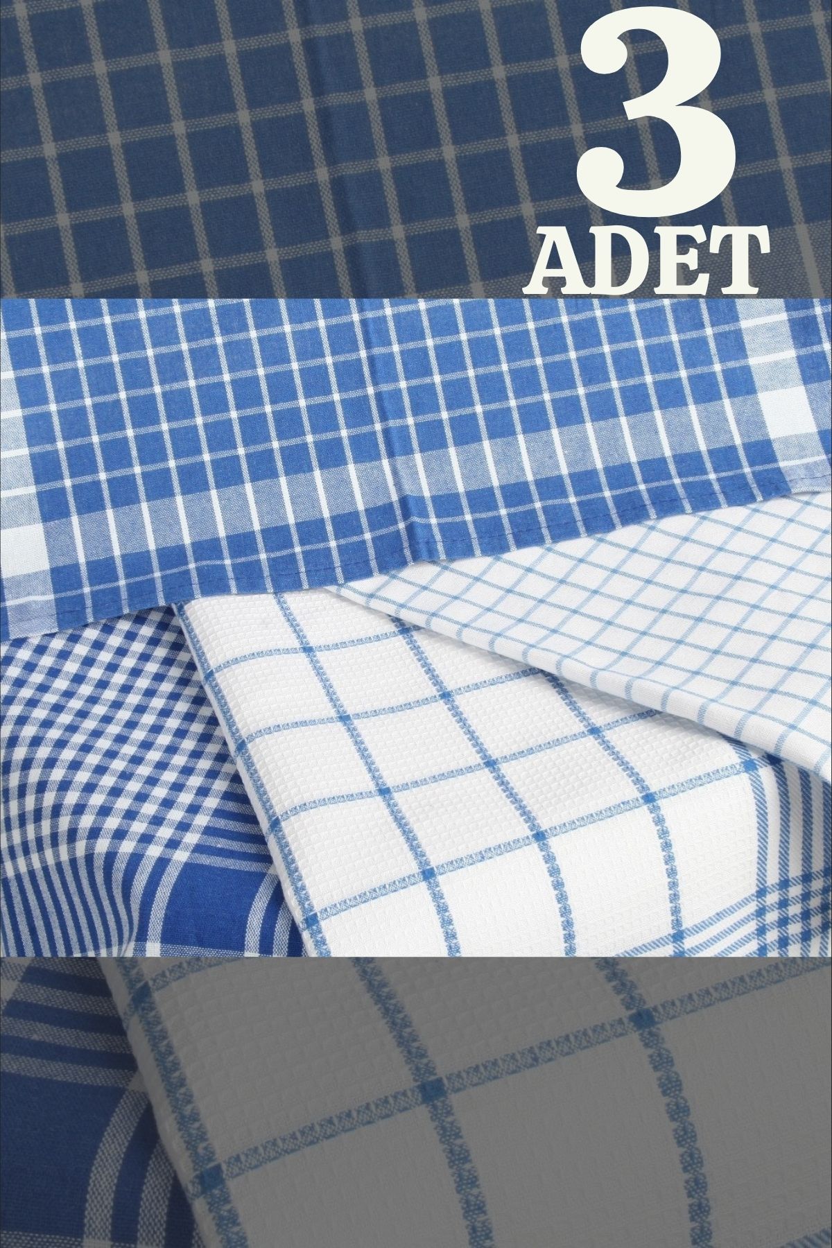 İKBAL TEXTILE Hayat 3'lü Mutfak Kurulama Bezi Seti (%100 Pamuk)