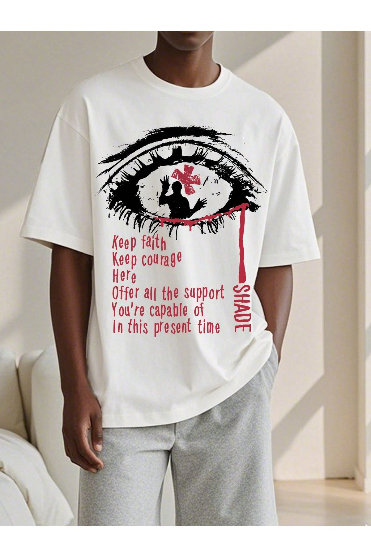 Bengi Clothing Oversize Kesim Kısa Kollu Baskılı T-shirt
