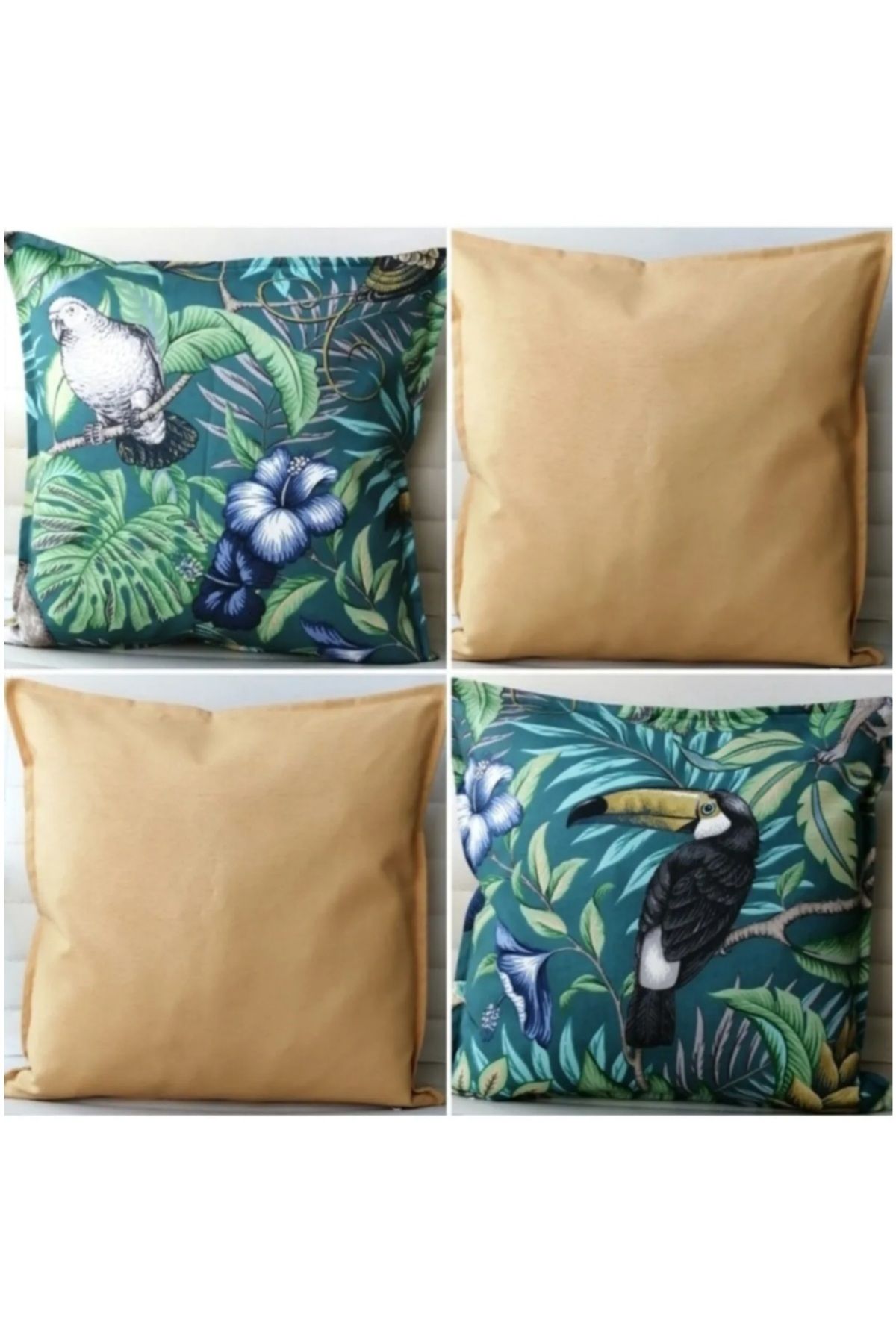 Fabric by Gülçin Koton Pamuklu Kumaş YAZ SERİSİ 4'lü Yastık Kılıfı Set