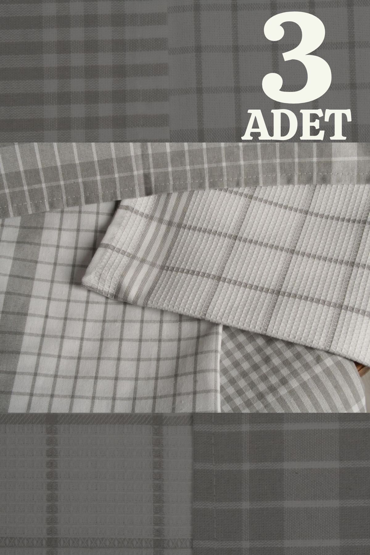 İKBAL TEXTILE Çakıl 3'lü Mutfak Kurulama Bezi Seti (%100 Pamuk)