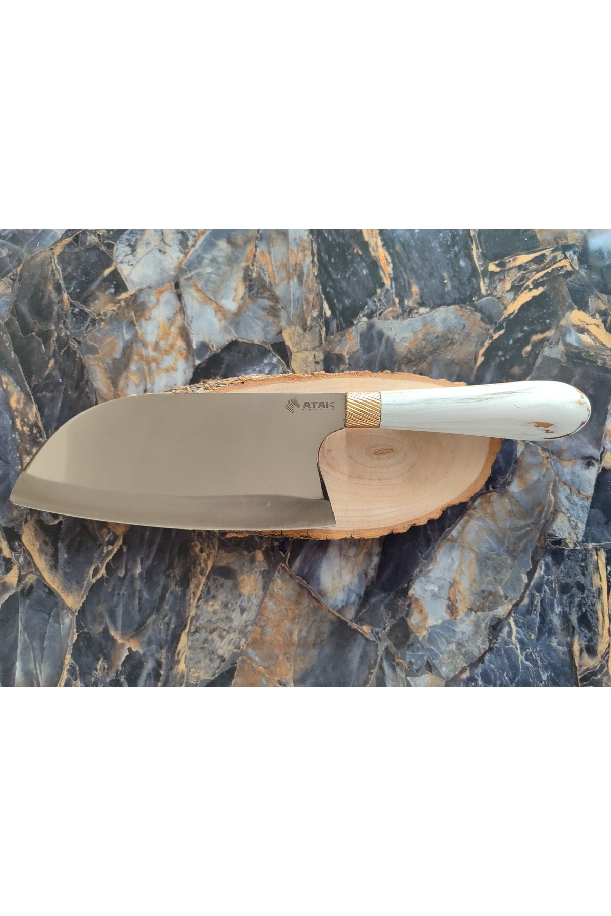 empressnaturalstone Almazan Şef Bıçağı – Atak Marka,Oval Kabze, Deri Kılıflı