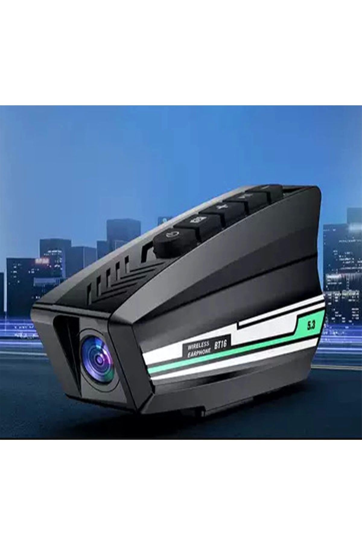 NETWORK ART Bt16 Motosiklet Kask Bluetooth Kulaklık 2000 Mah Batarya 1080P Hd Kamera Intercom Kulaklık Su Geçir