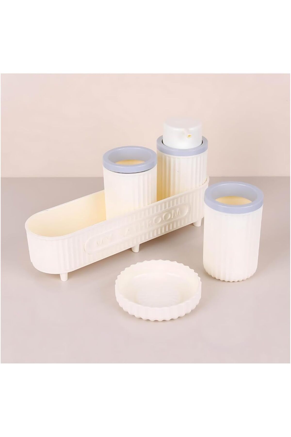 LUXE Banyo Seti Sabunluk Deterjanlık Diş Fırçası Set Beyaz LXSHP 1055529