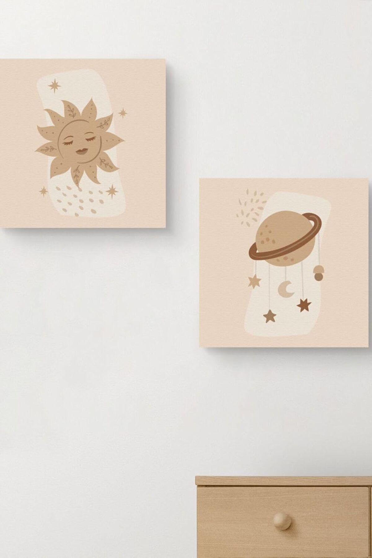 STOREMAX OZN Yıldız Ve Gezegen | Minimal Tasarımlı 2'Li Kanvas Tablo 25 X 25 Cm Ölçüsündedir. OZNstre