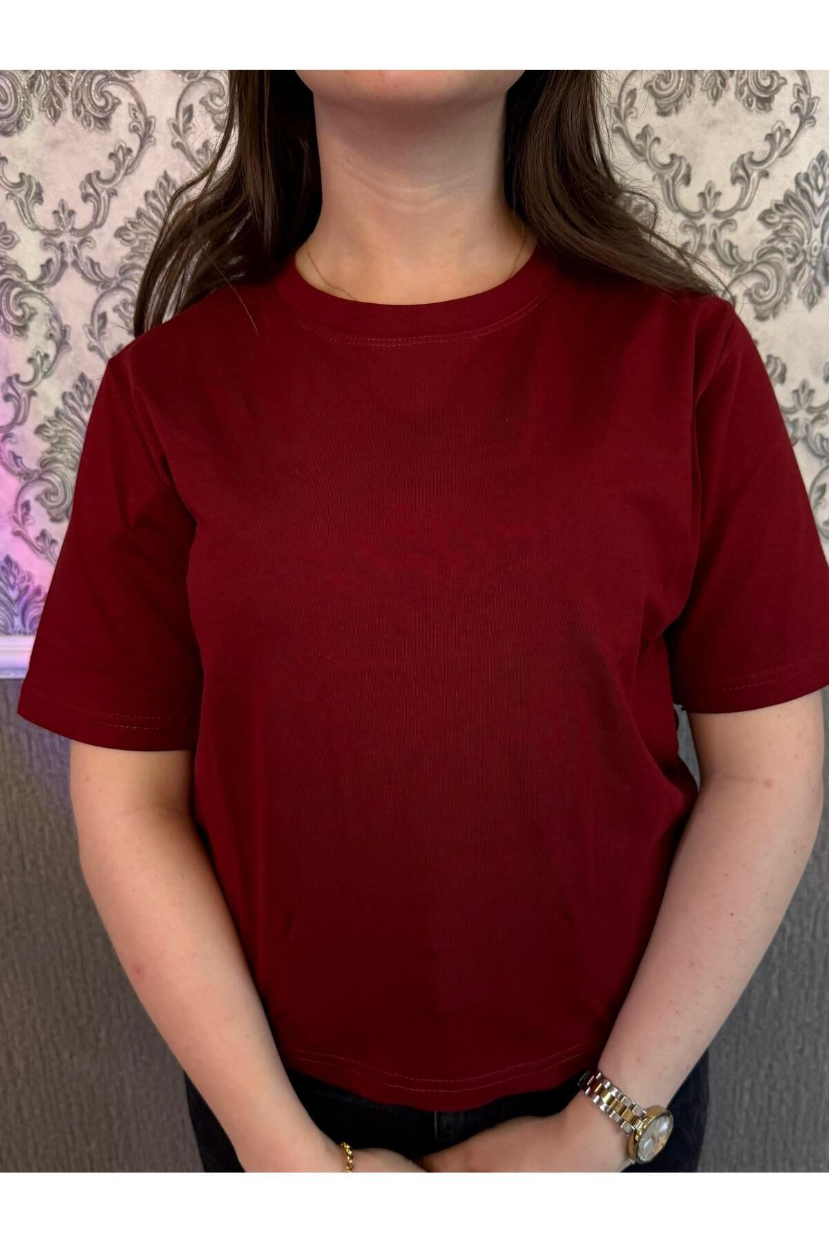 LASVİKA kadın %100 organik pamuk yuvarlak yaka tshirt