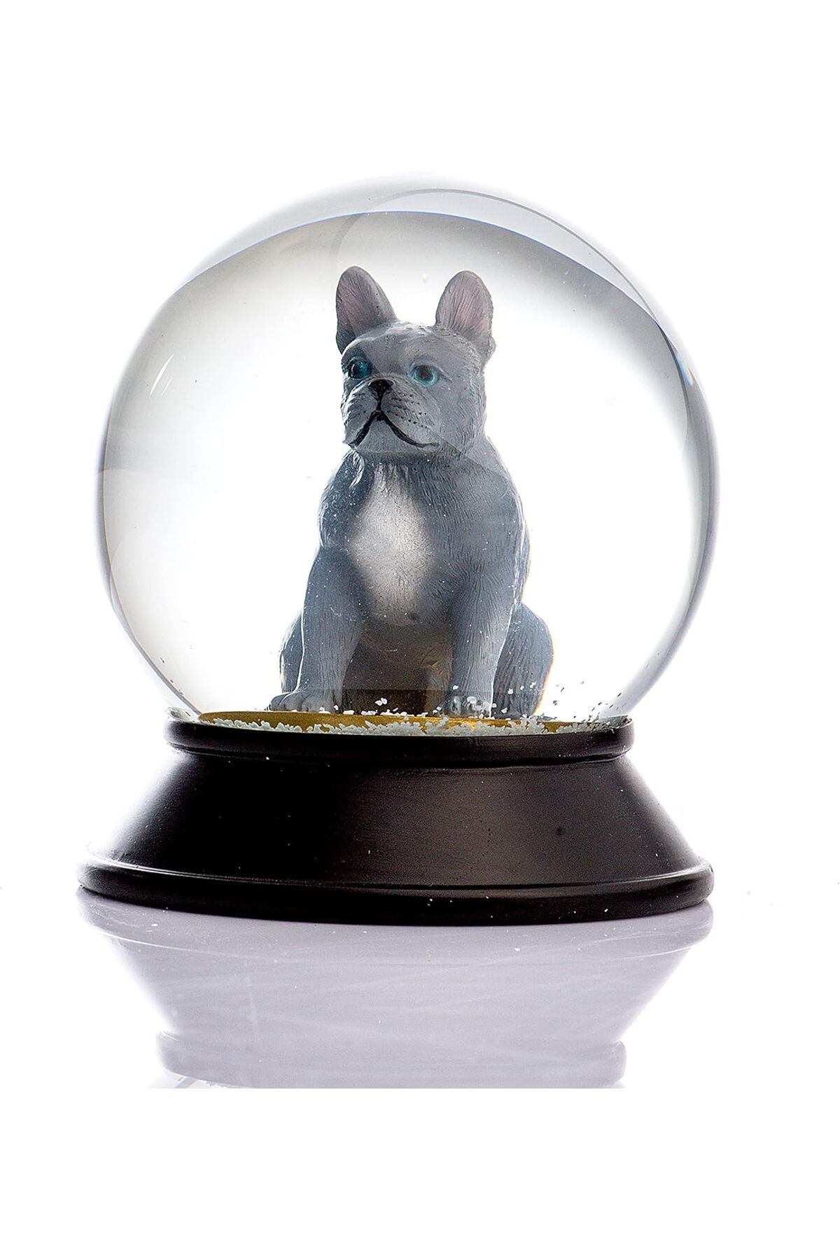 LUXE Cam Ve Reçine Altın Patiler Köpek French Bulldog (Gri) Kar Küresi Hediye LXSHP 1055529
