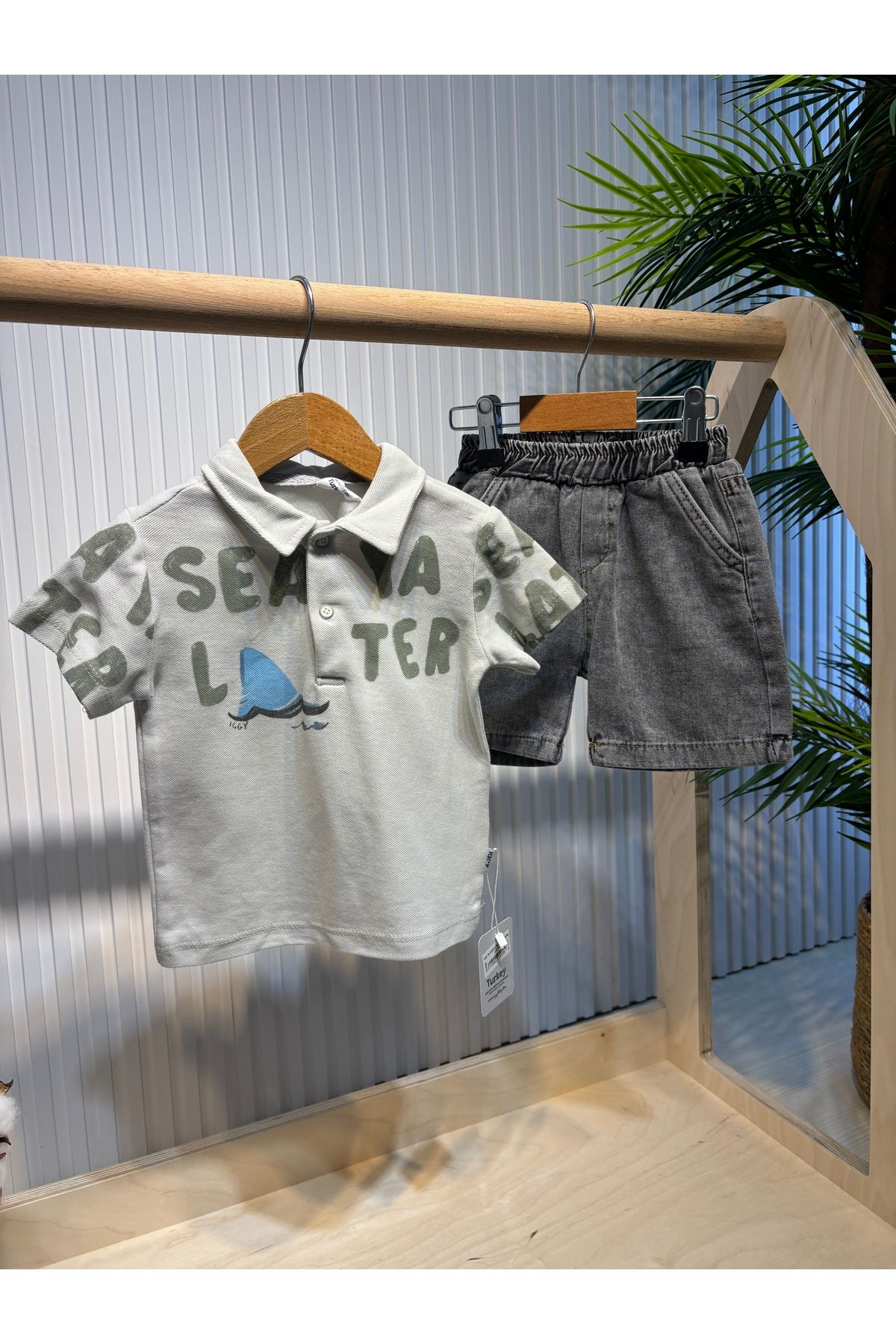 Canbi Kids Erkek Bebek Sea Polo Yaka T-shirt Kot Şort 2 li Takım